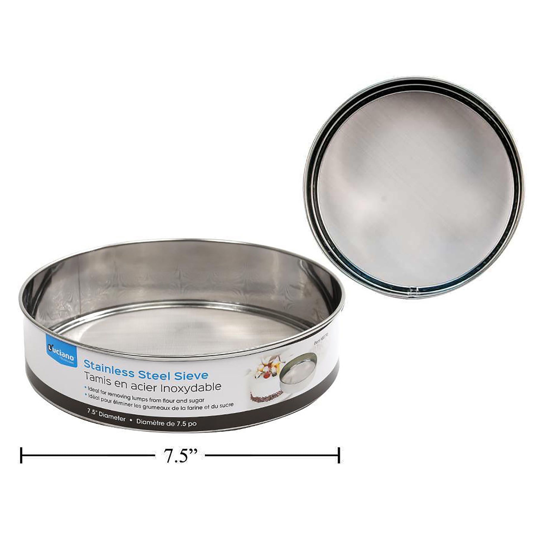 Luciano Stainless Steel Sieve Fine Mesh 7.5in dia.