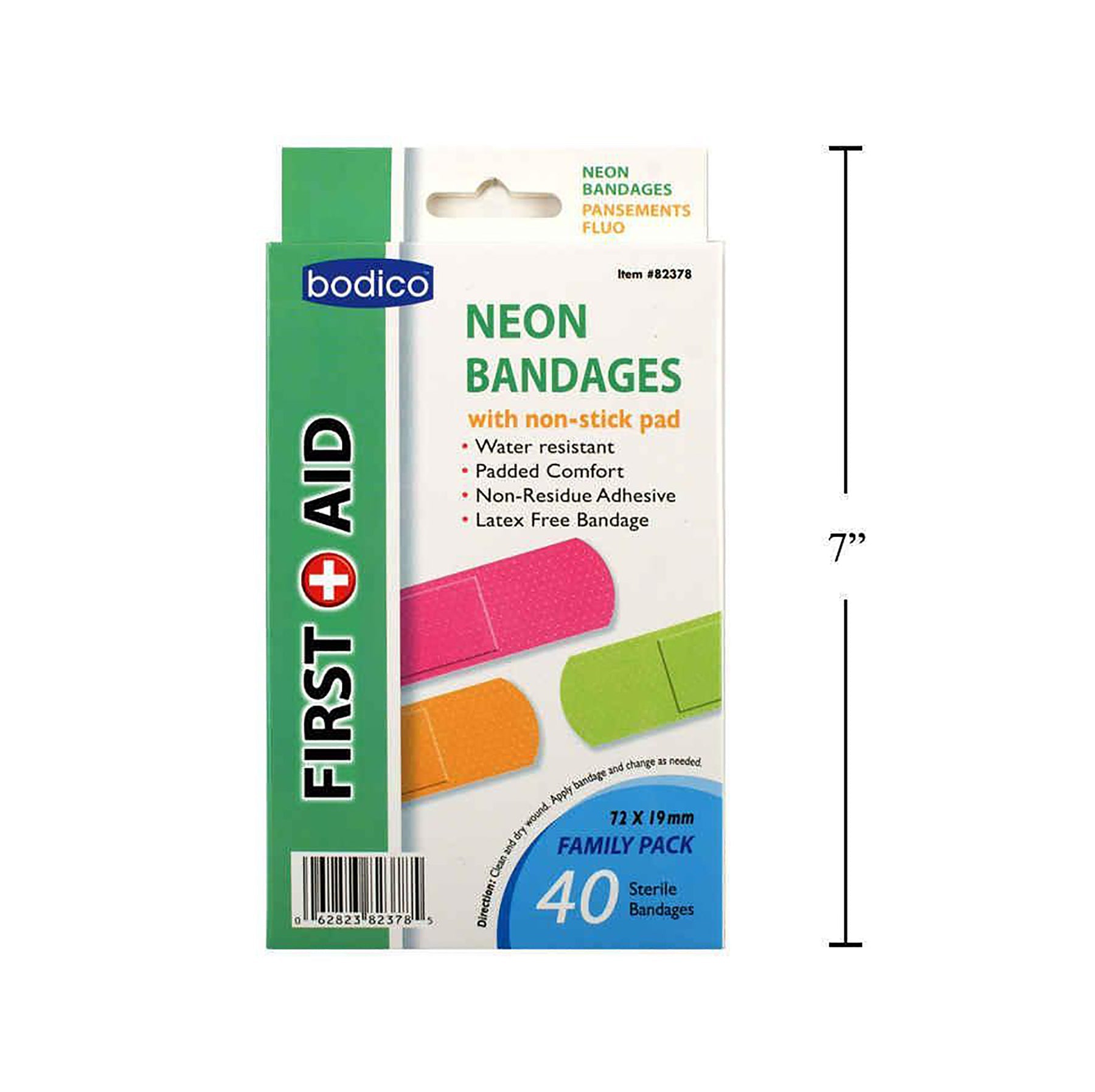 Bodico 40 Bandages Neon Colors 2.8x0.7in