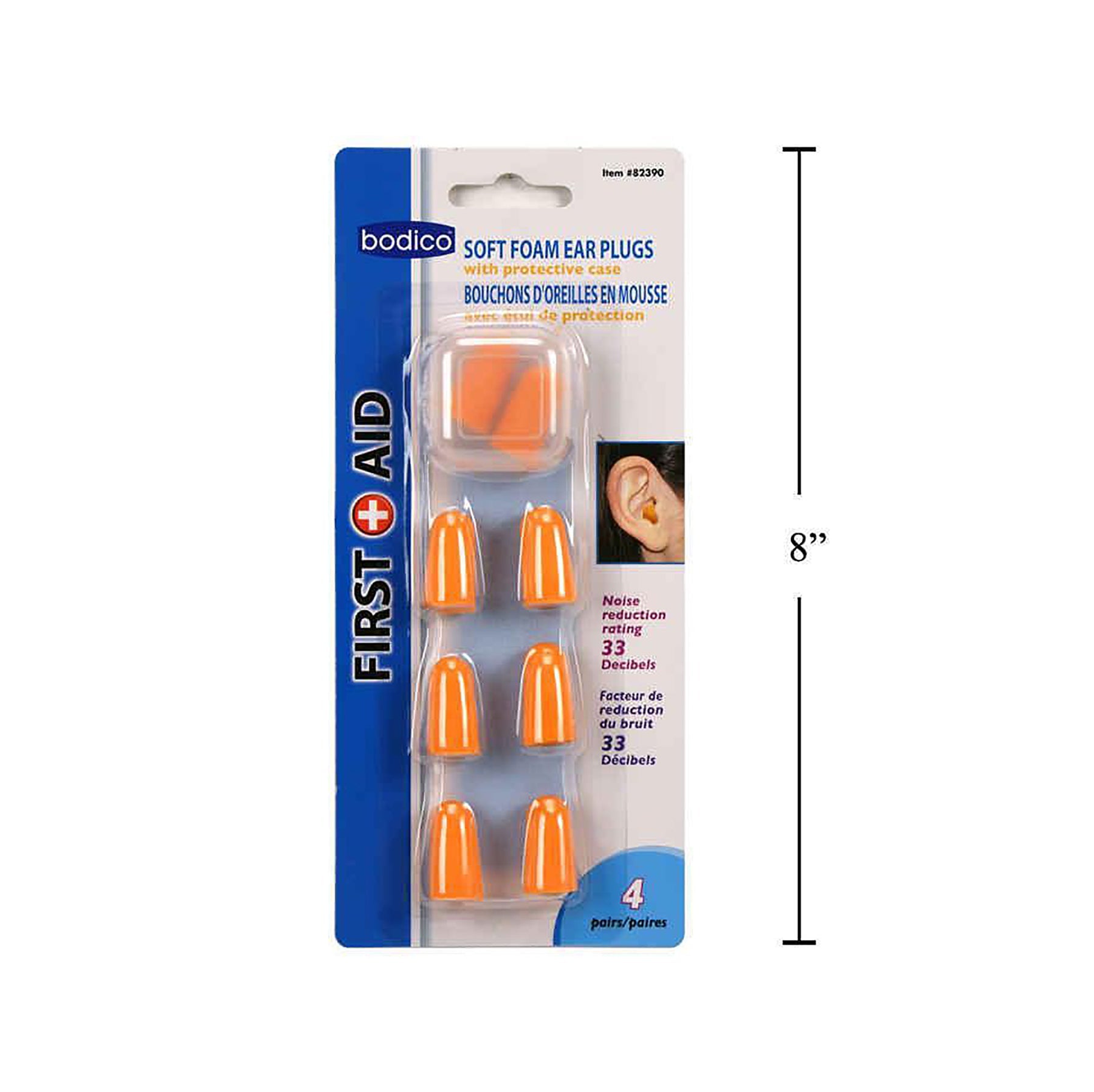 Bodico 4 Pairs Foam Ear Plugs with Protective Case