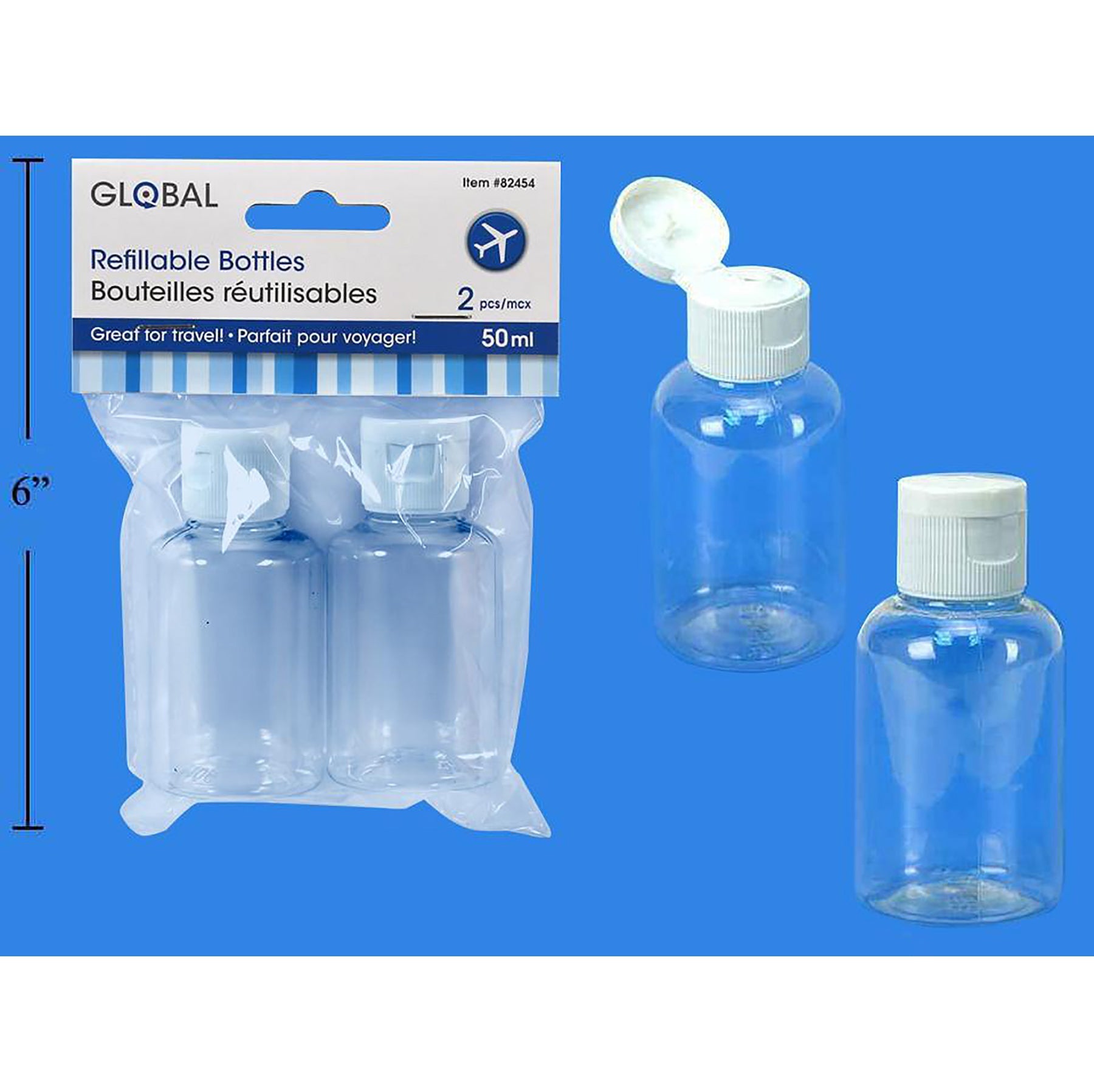 Global 2 Travel Bottles Flip-up Top 1.7oz each