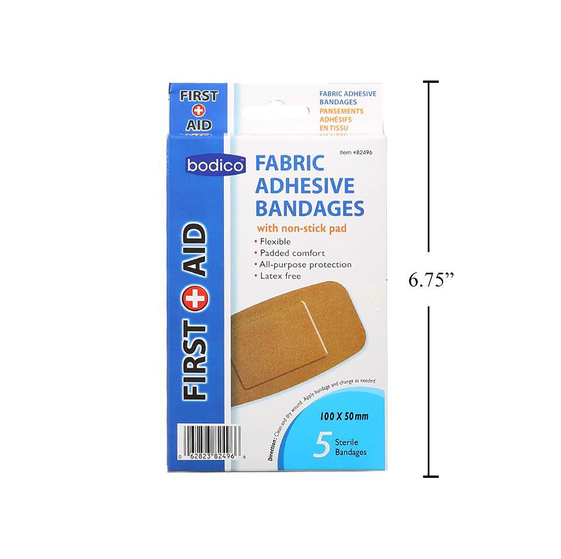 Bodico 5 Adhesive Bandages Fabric 2x3.9in