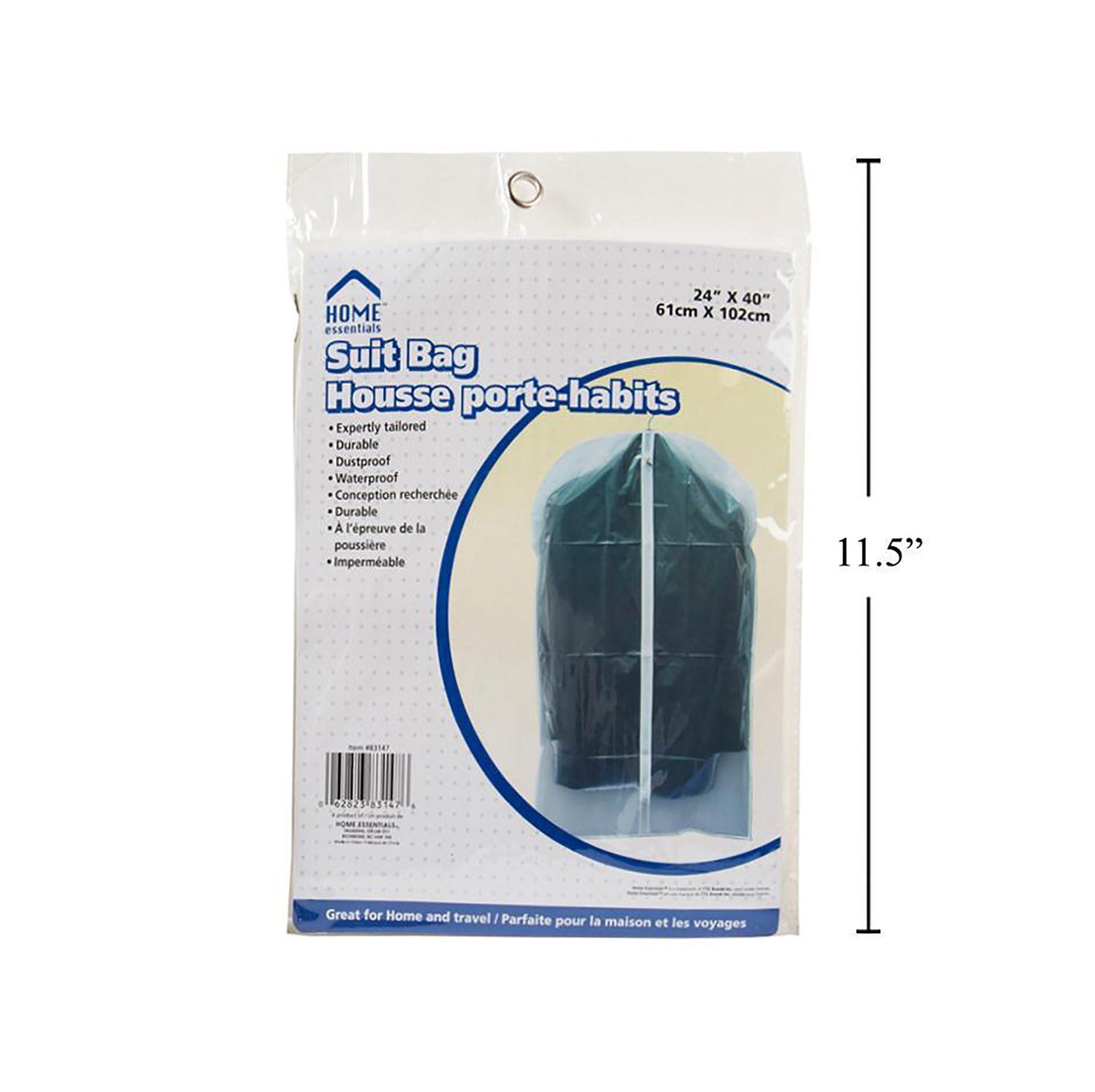 Home Essentials Suit Bag with Zipper 24x40in