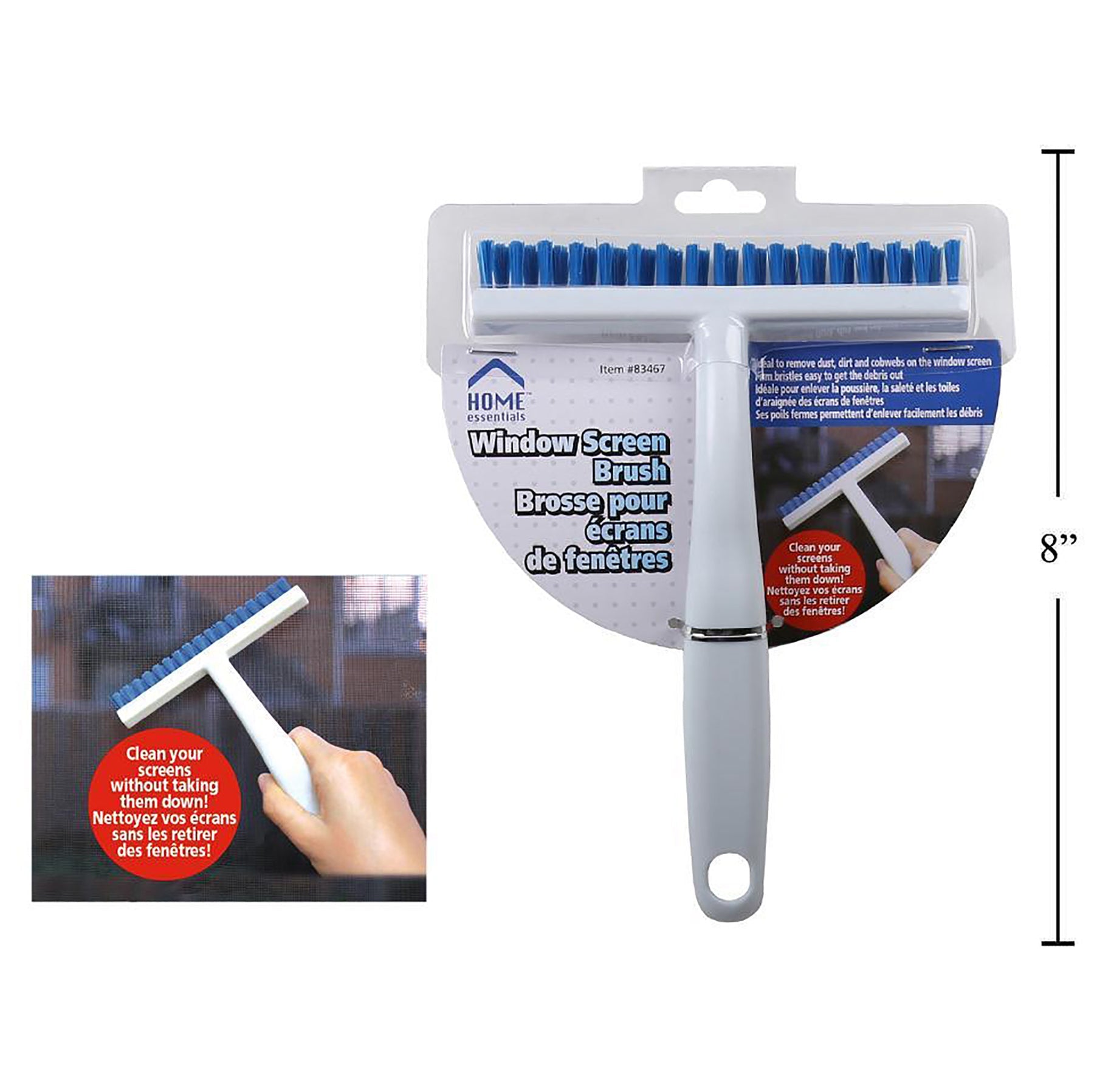 Home Essentials Window Screen Brush Plastic Handle 5.4x7.75in