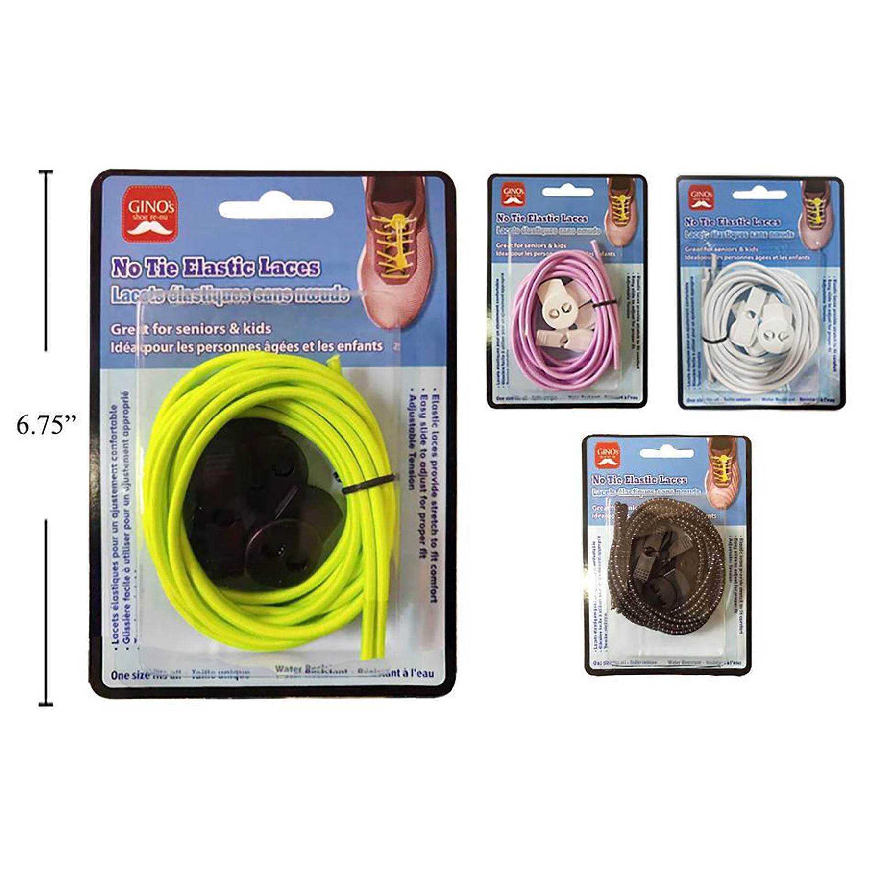 Gino's 1 Pair Elastic Shoe Laces No tie One Size