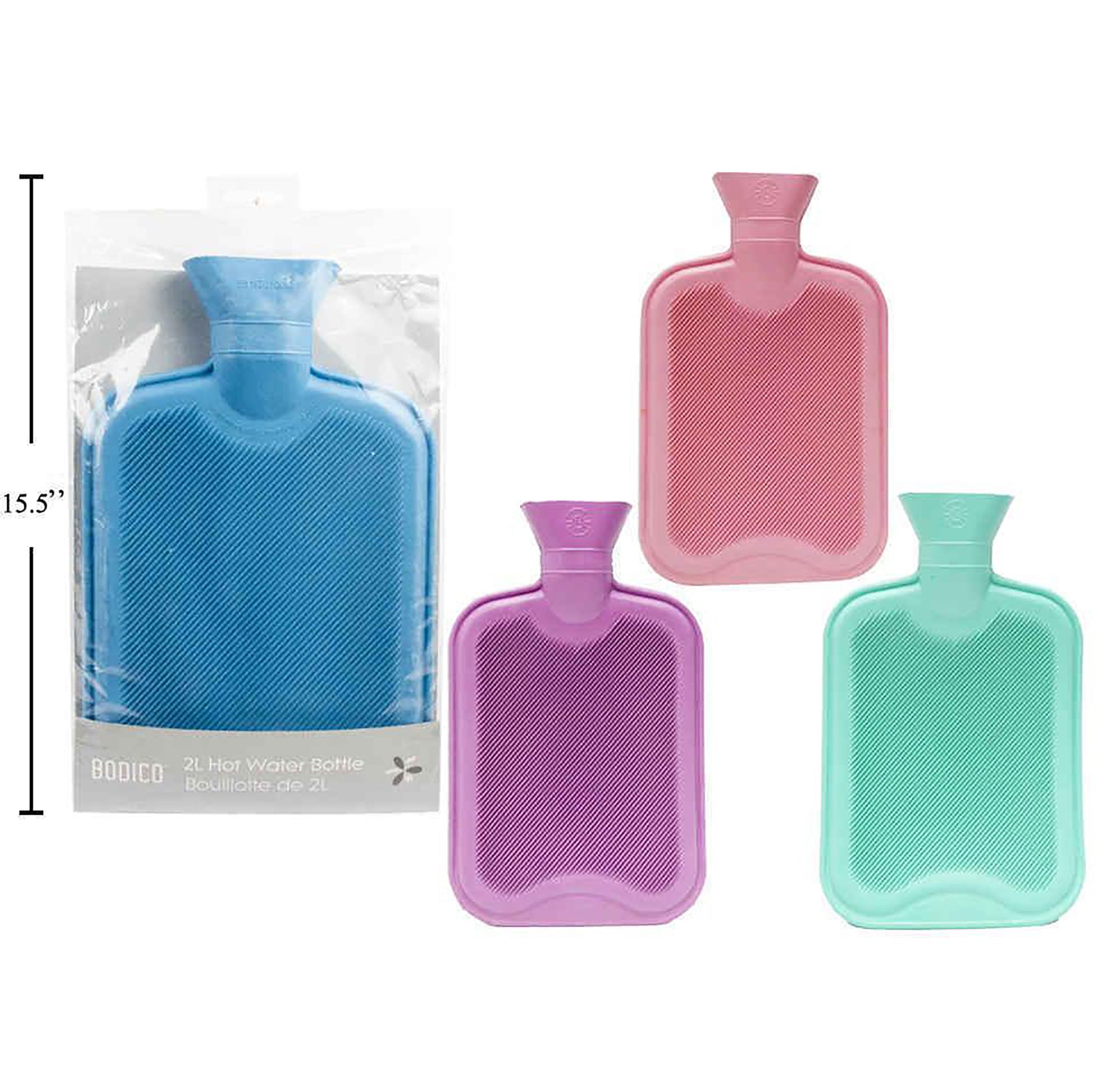 Bodico Hot Water Bottle 100% Natural Rubber 2L