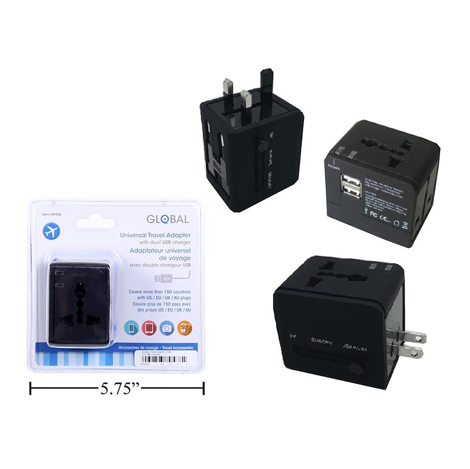 Global Travel Adapter with 2 USB