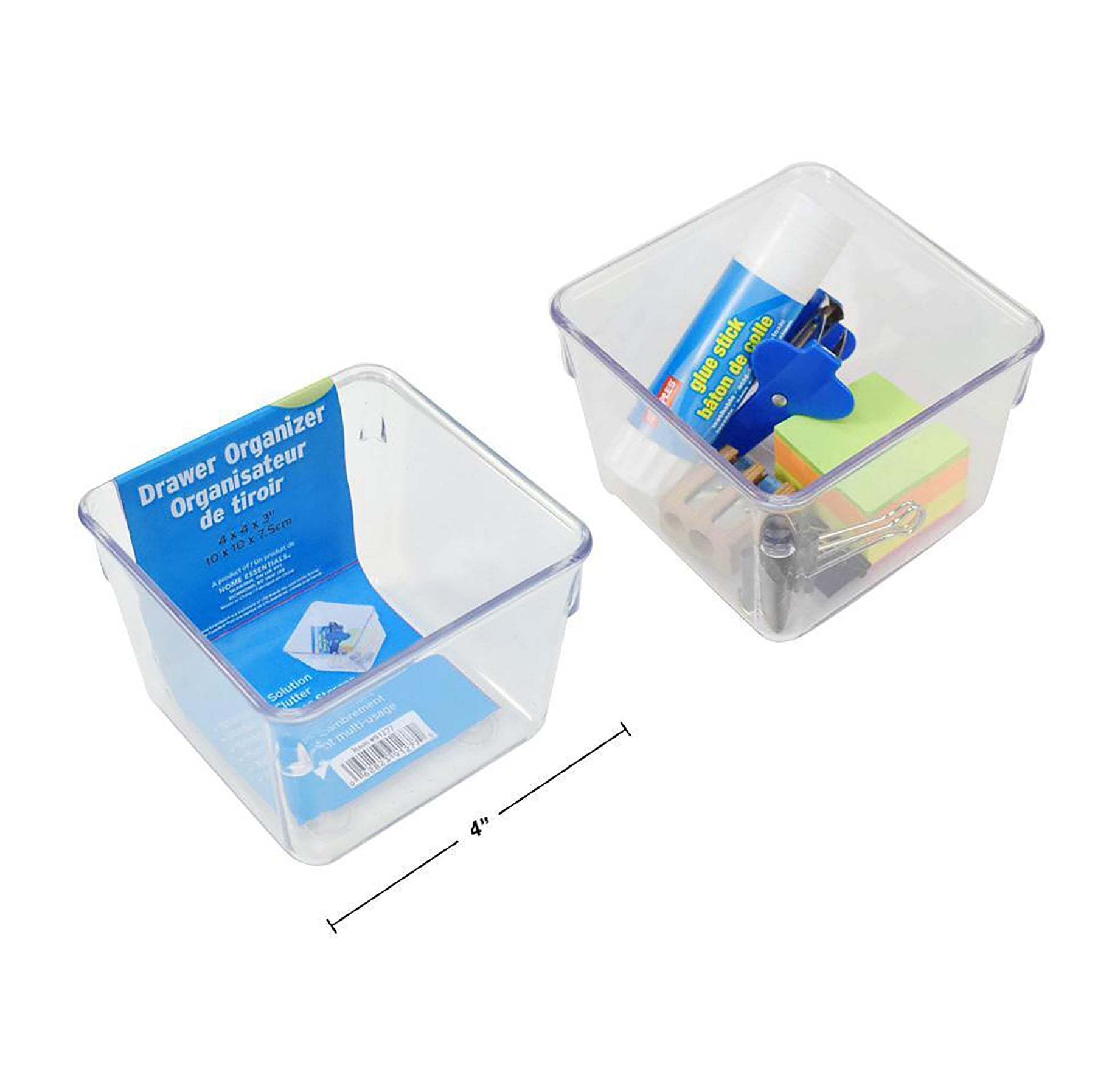 Home Essentials Drawer Organizer Clear Plastic 4x4x3in