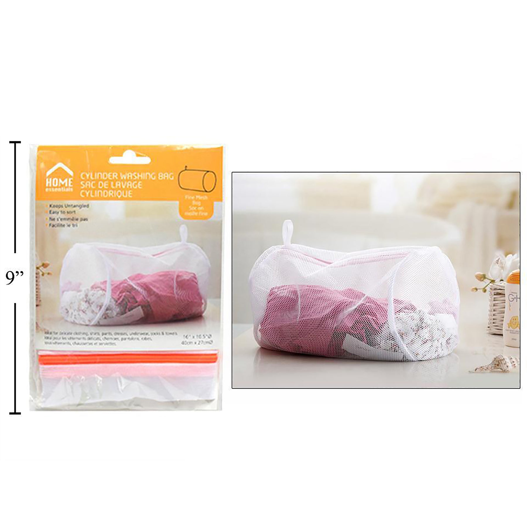 Home Essentials Washing Bag Cylinder 10.6x15.7in