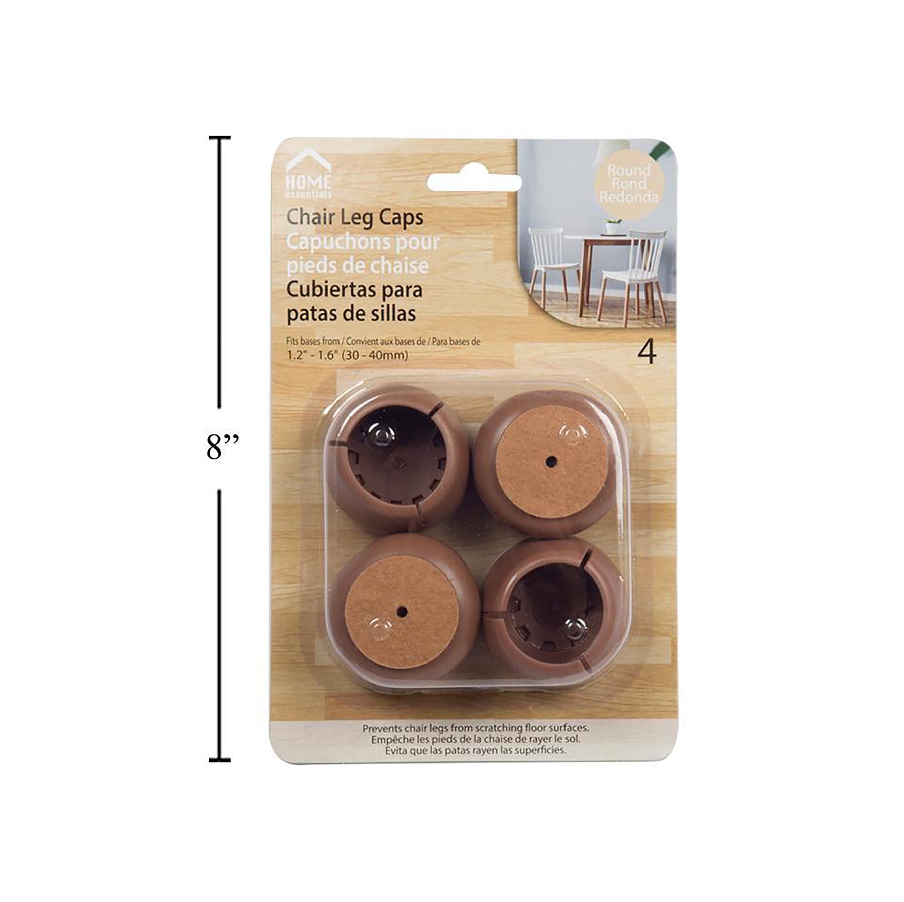 Home Essentials 4 Chair Leg Caps Round Large 1.2 - 1.6in