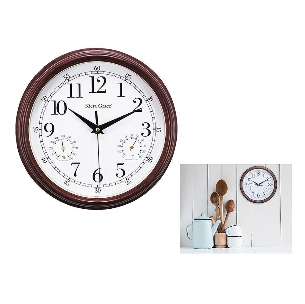 Metz 9In Wall Clock With Temperature And Humidity Gauges -Black - Dollar Max Depot