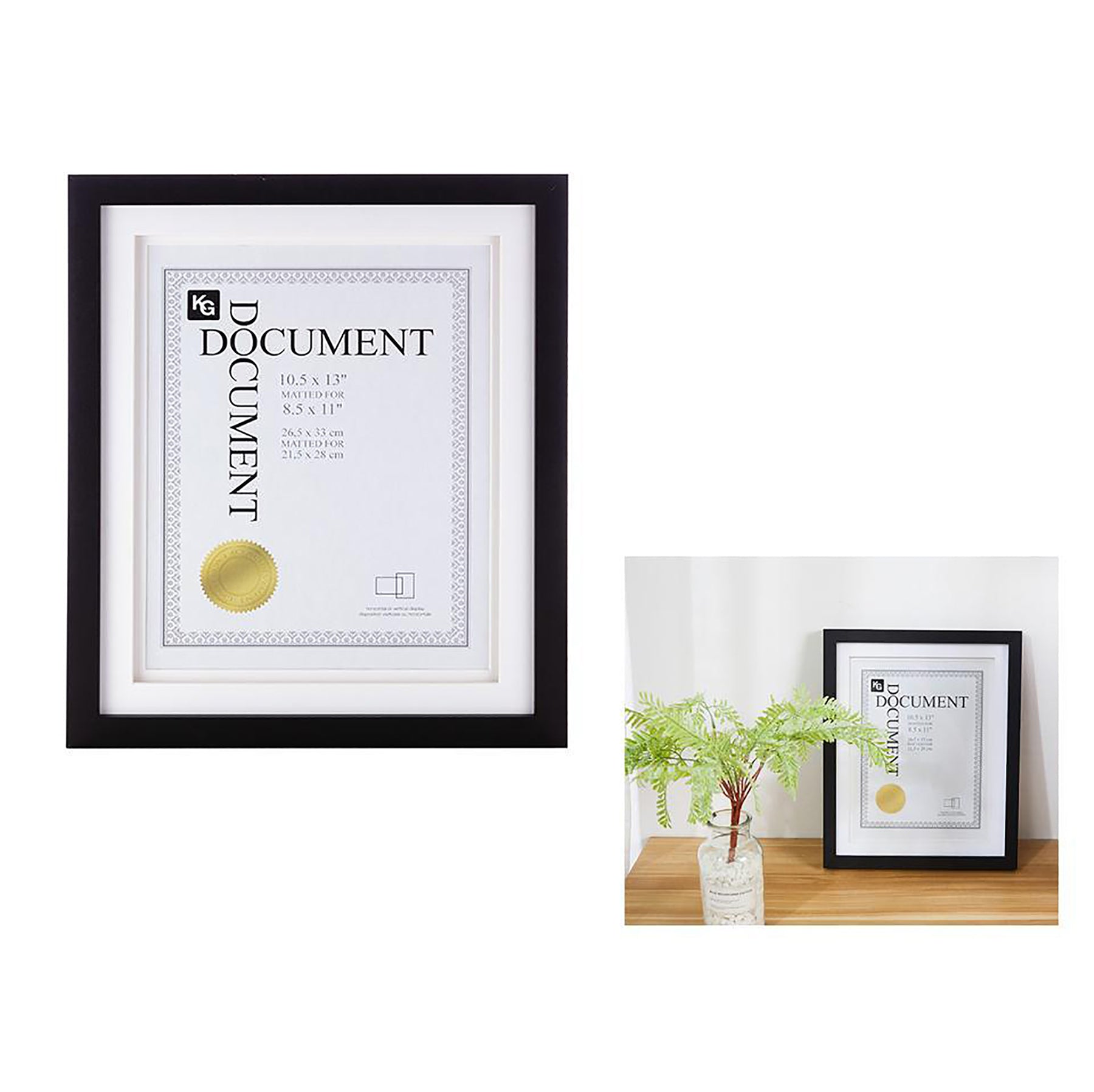 KG Morgan Document Double Mat Black Frame 10.5x13in Photo 8.5x11in