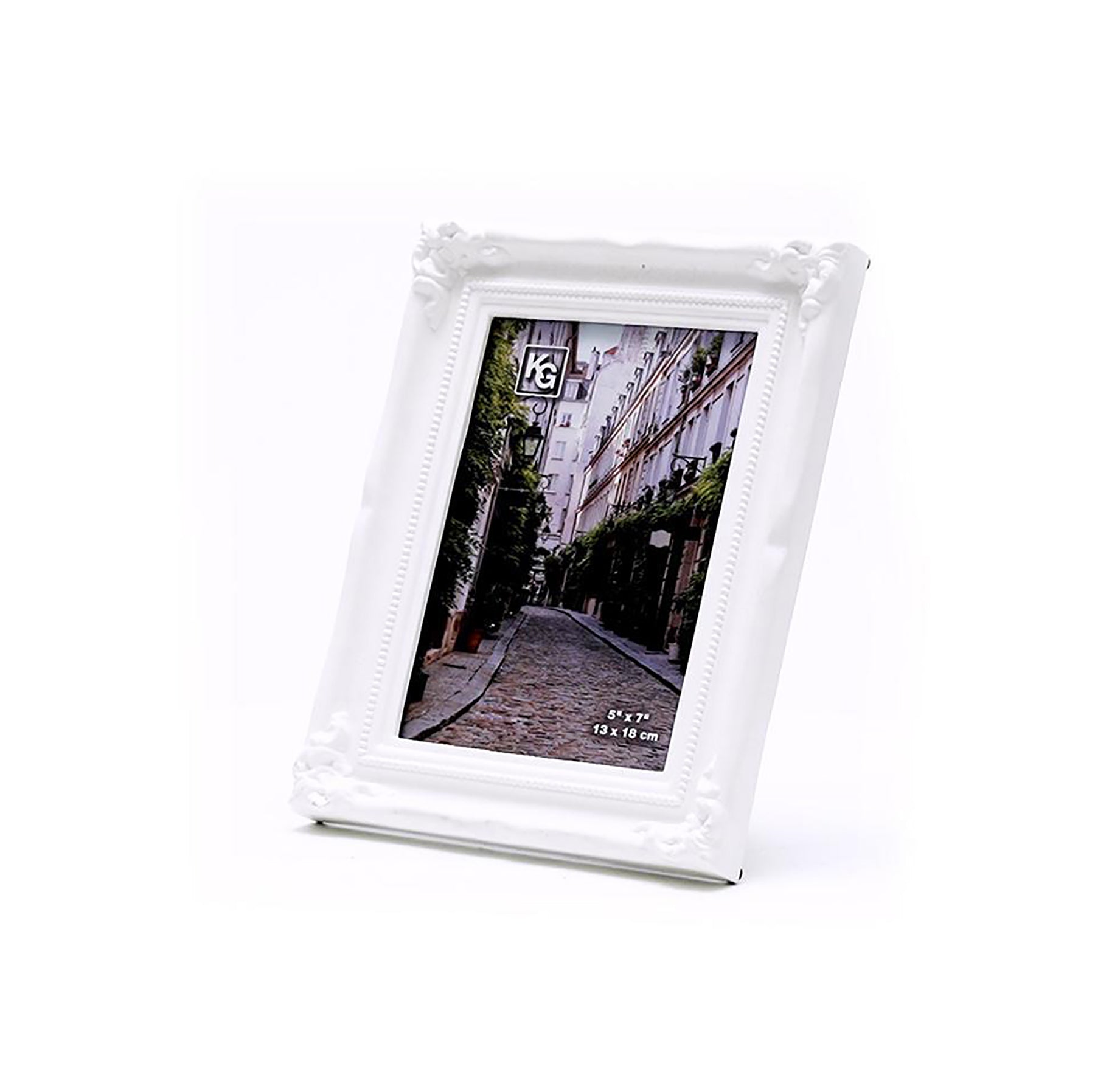 KG Georgia White Frame Plastic Embossed 5x7in