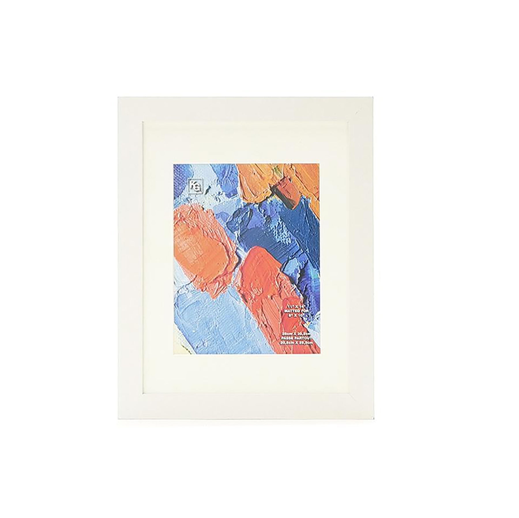 KG Langford White Wood Frame 11x14in Photo 8x10in