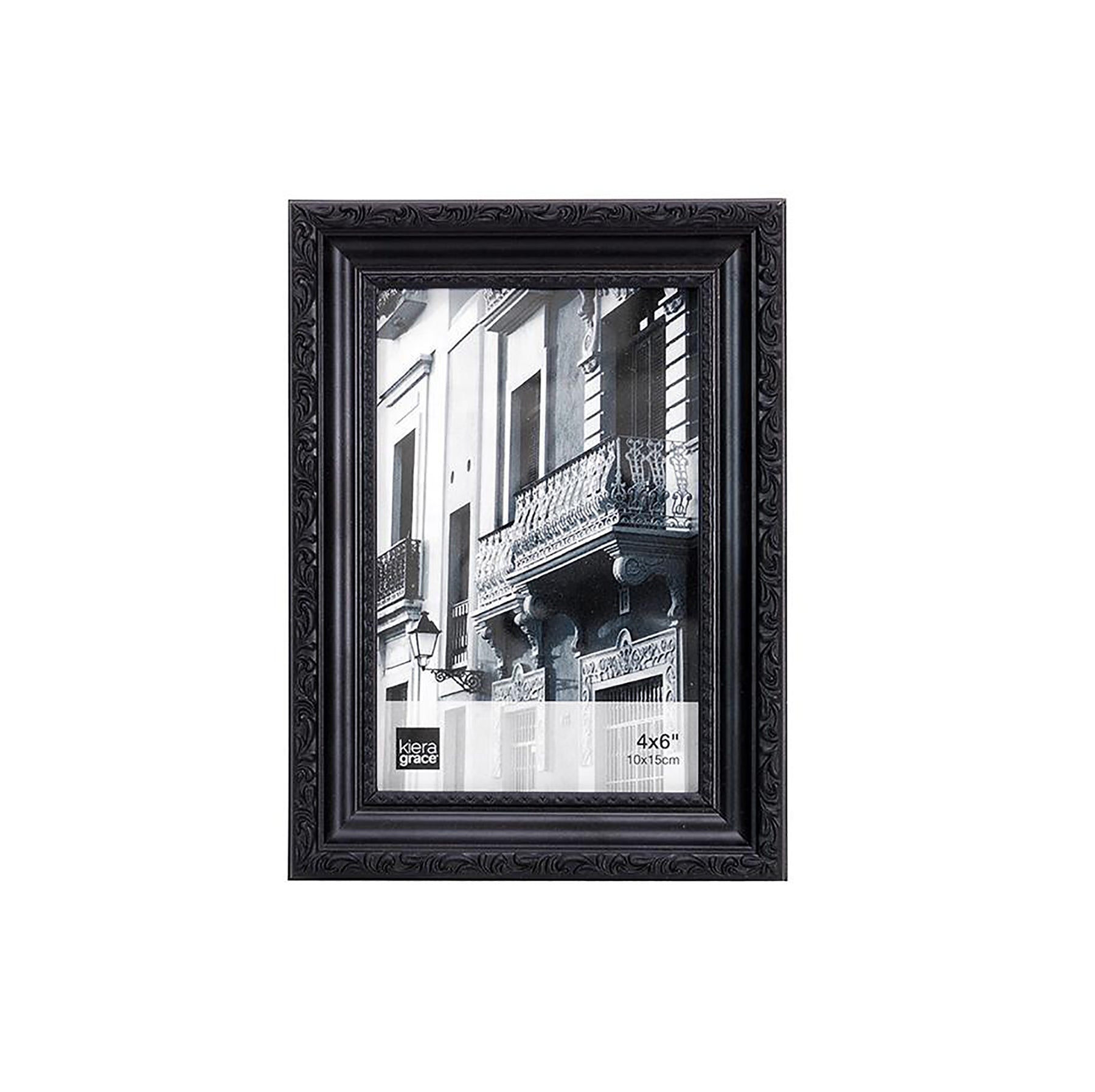 KG Claire Black Frame with Raised Leaf Border 4x6in