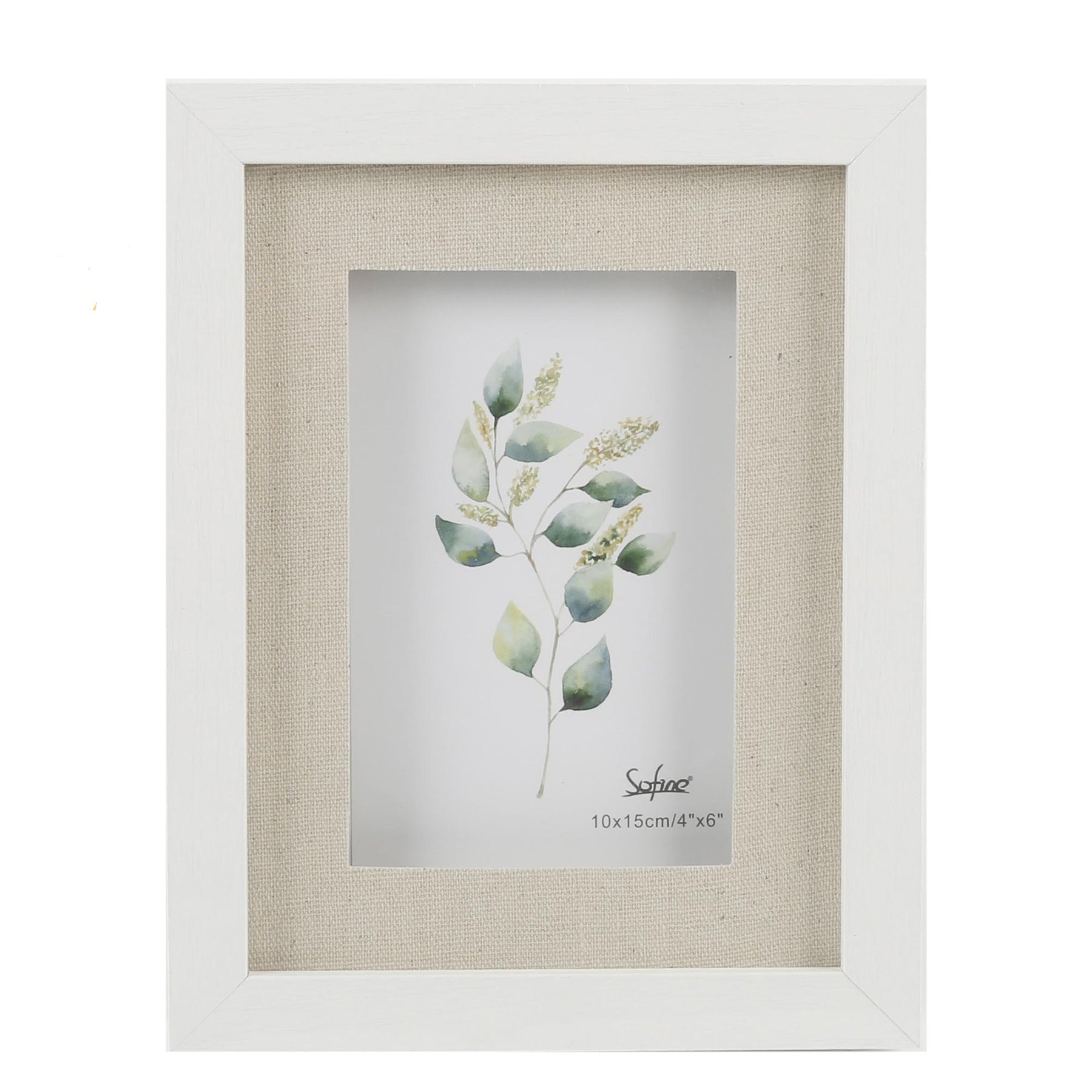 KG Jill White Wood with Linen Mat Frame 6x8in Photo 4x6in