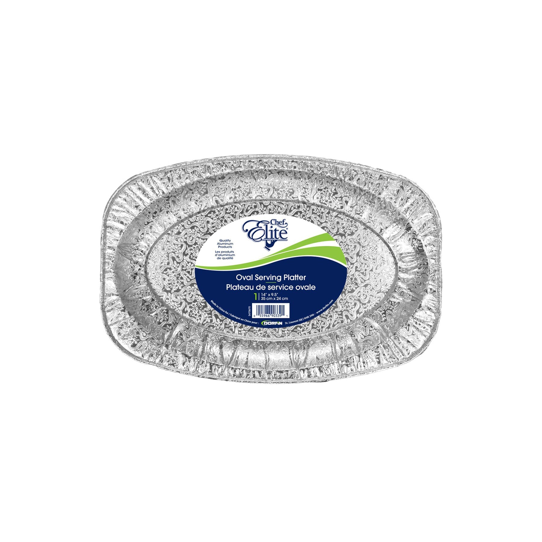 Chef Elite Serving Platter Oval Embossed Aluminium 14x9.5in
