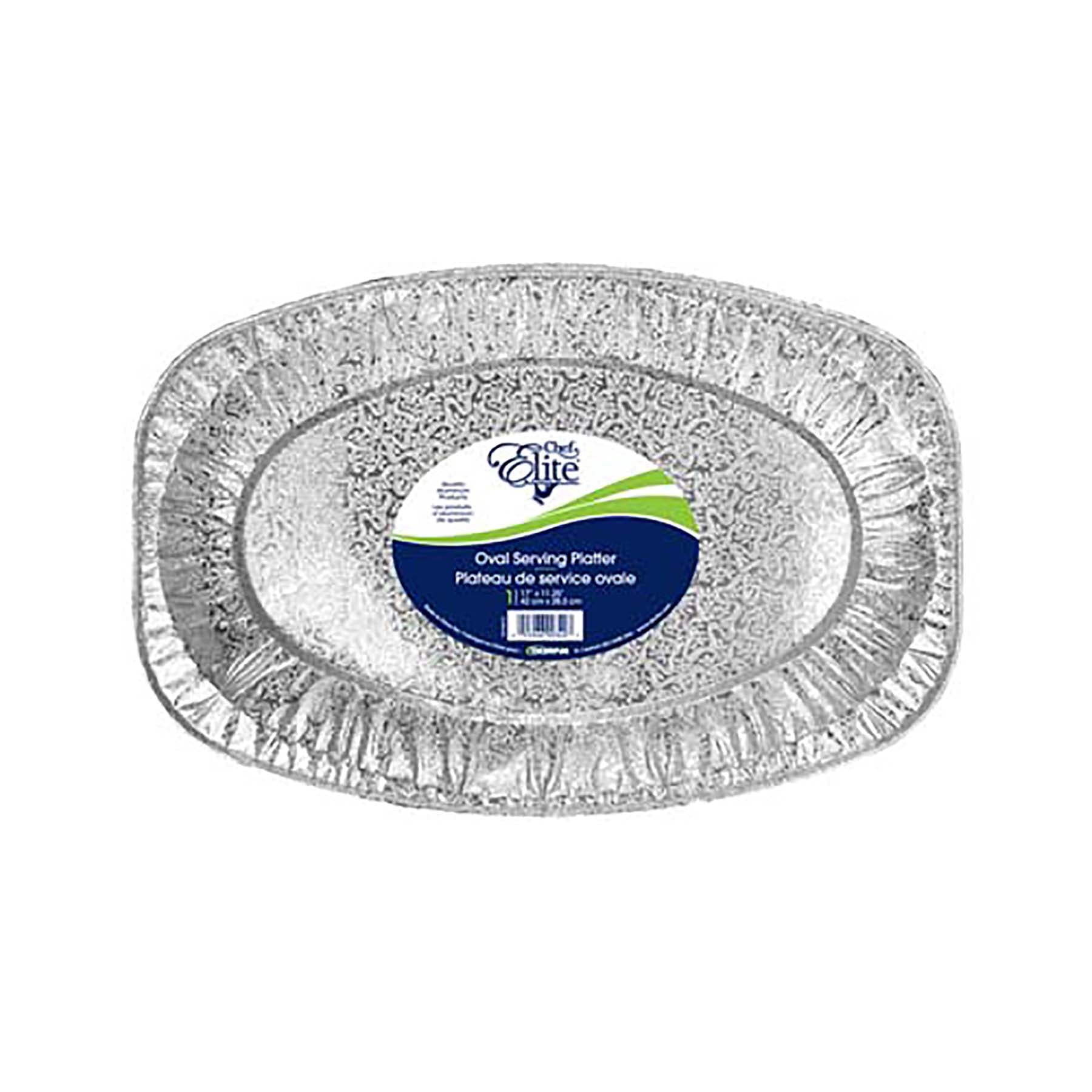 Chef Elite Serving Platter Oval Embossed Aluminium 17x11.25in