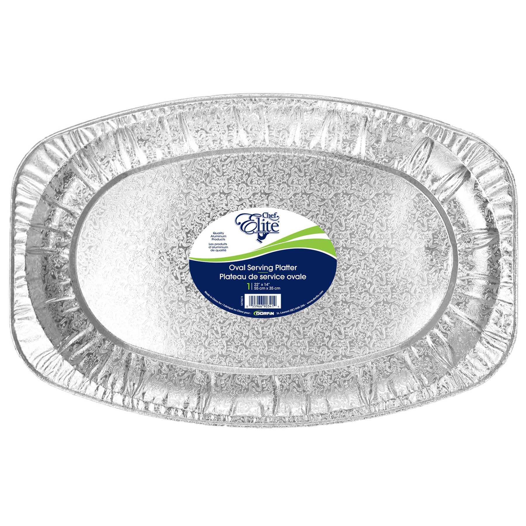 Chef Elite Serving Platter Oval Embossed Aluminium 22x14in