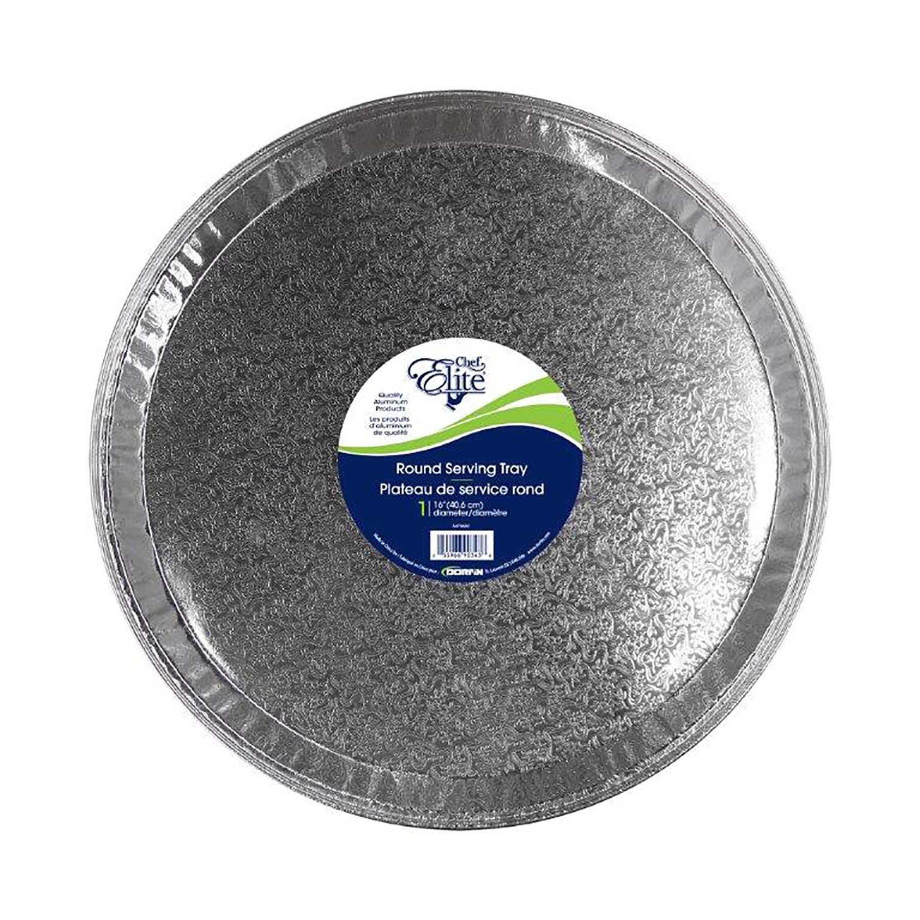 Chef Elite Serving Tray Round Embossed Aluminium 16in