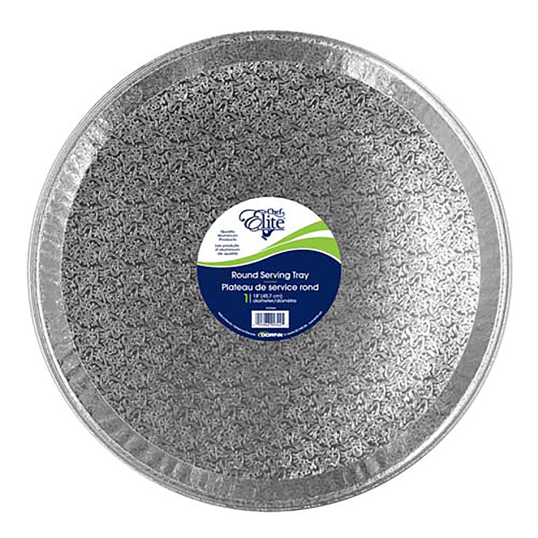 Chef Elite Serving Tray Round Embossed Aluminium 18in