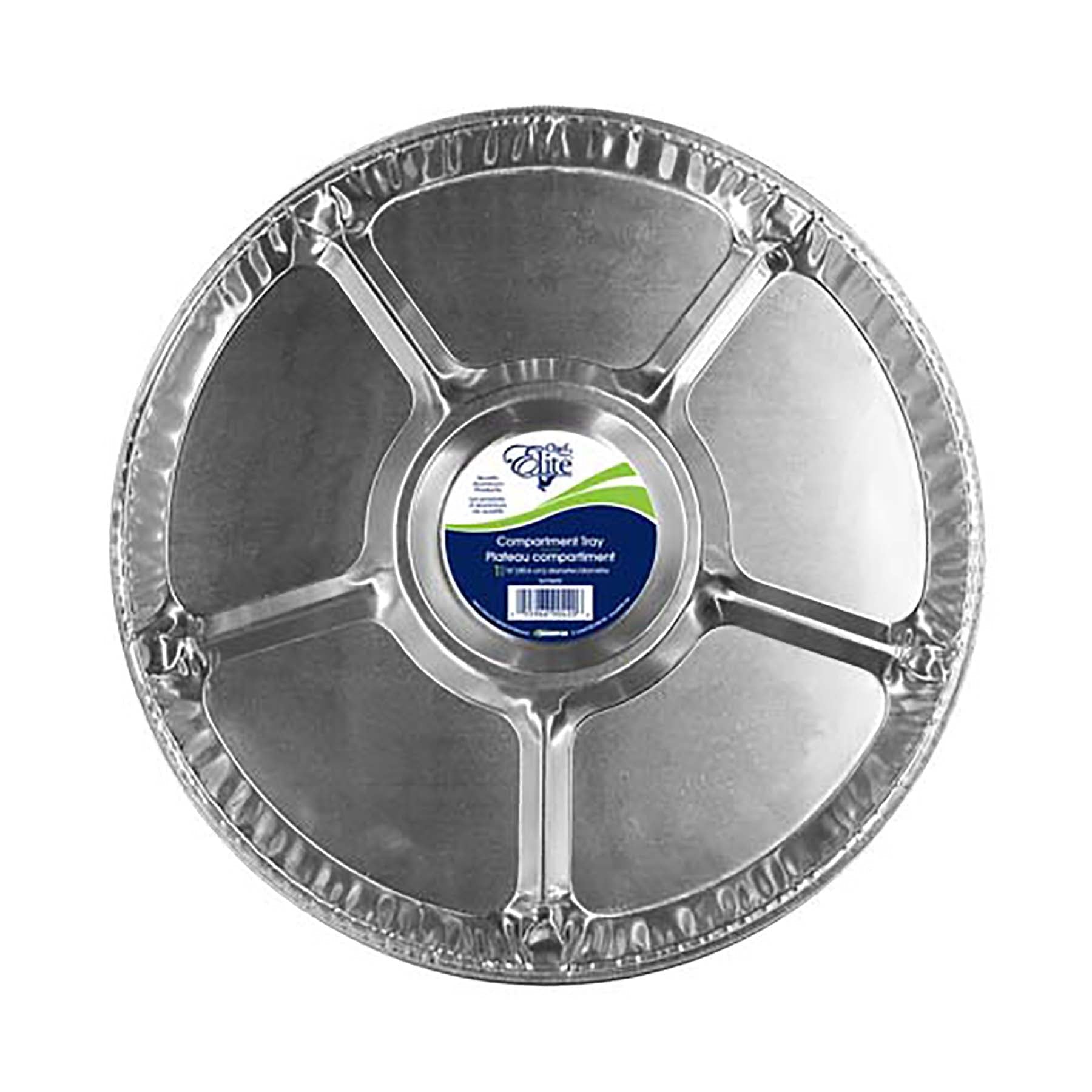 Chef Elite Compartment Tray Round Embossed Aluminium 16in