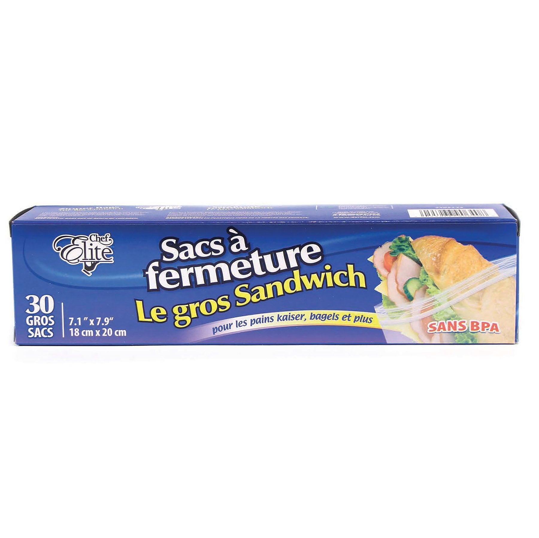 Chef Elite 30 Zipper Sandwich Bags 7.1x7.9in