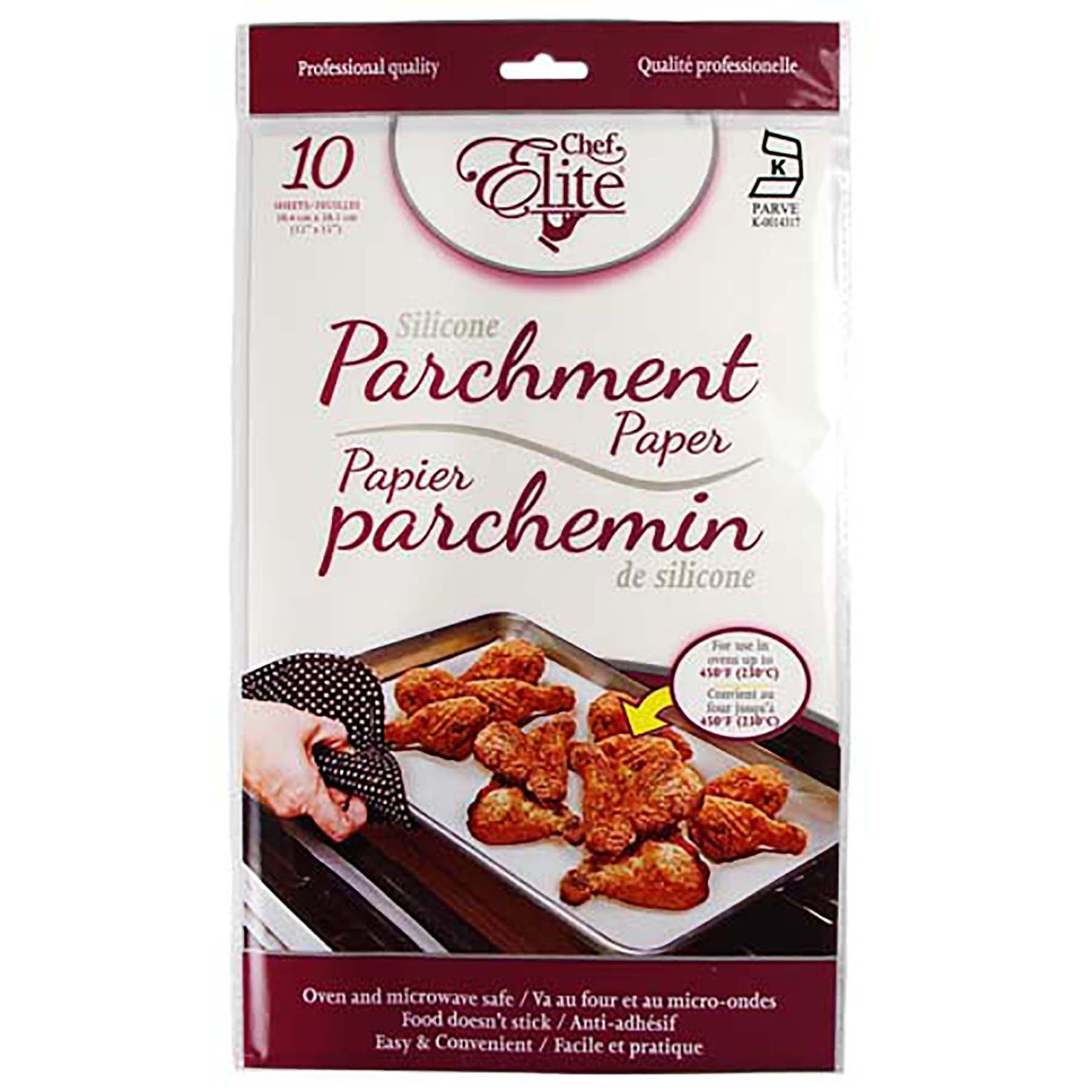 Chef Elite 10 Sheets Parchment Paper Natural Silicone 15x12in