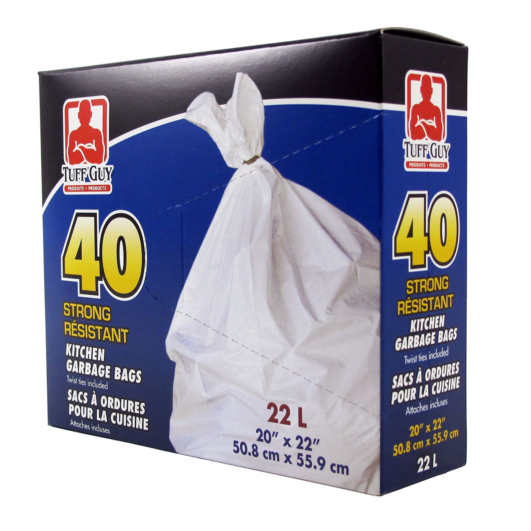 Tuff Guy 40 White Kitchen Garbage Bags 20x22in 22L