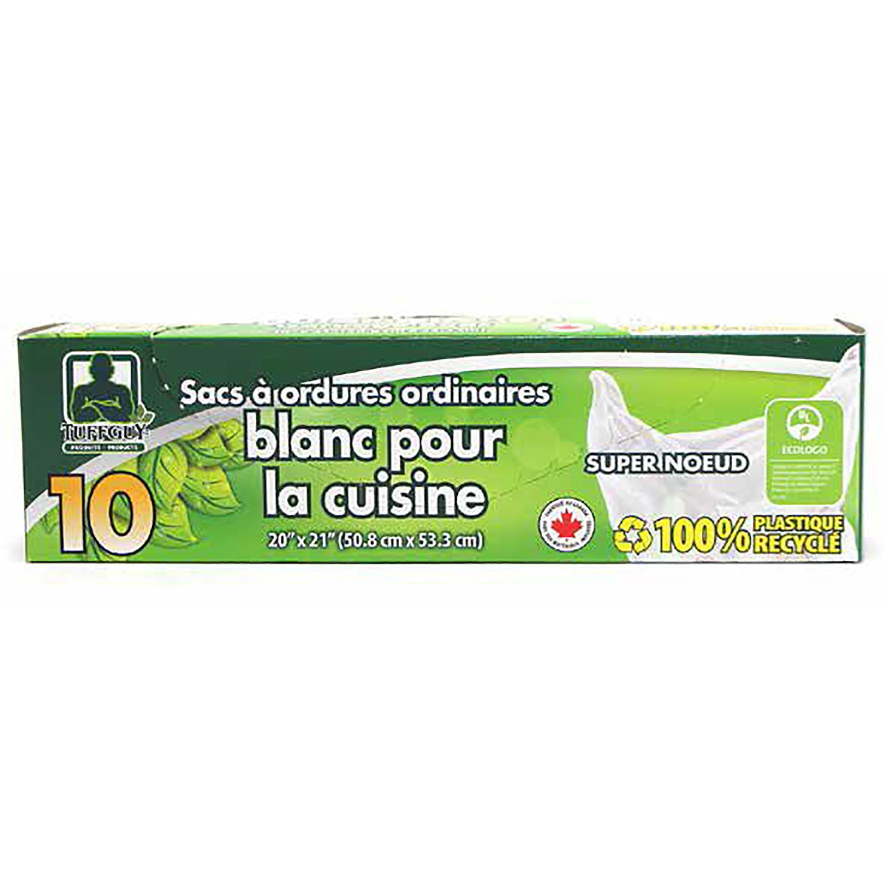 Tuff Guy 10 White Kitchen Garbage Bags 20x21in