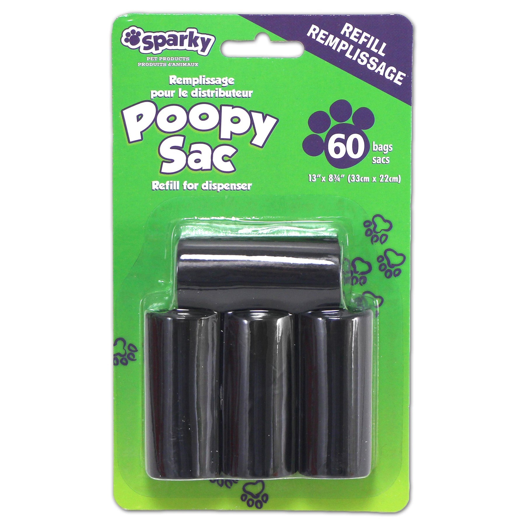 Sparky 60 Black Poopy Bags Refill 8.75x13in