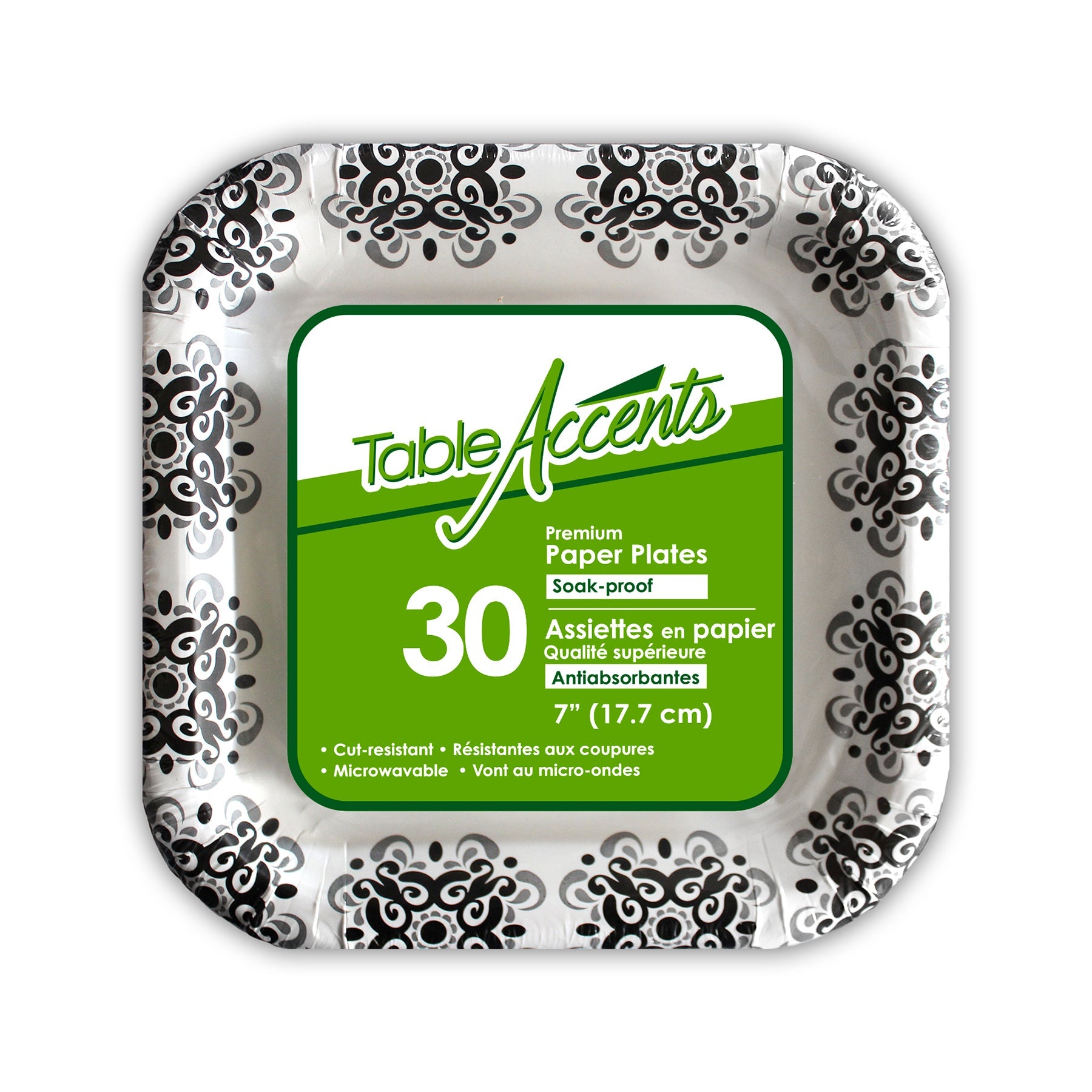 Table Accents 30 Printed Square Paper Plates 7in