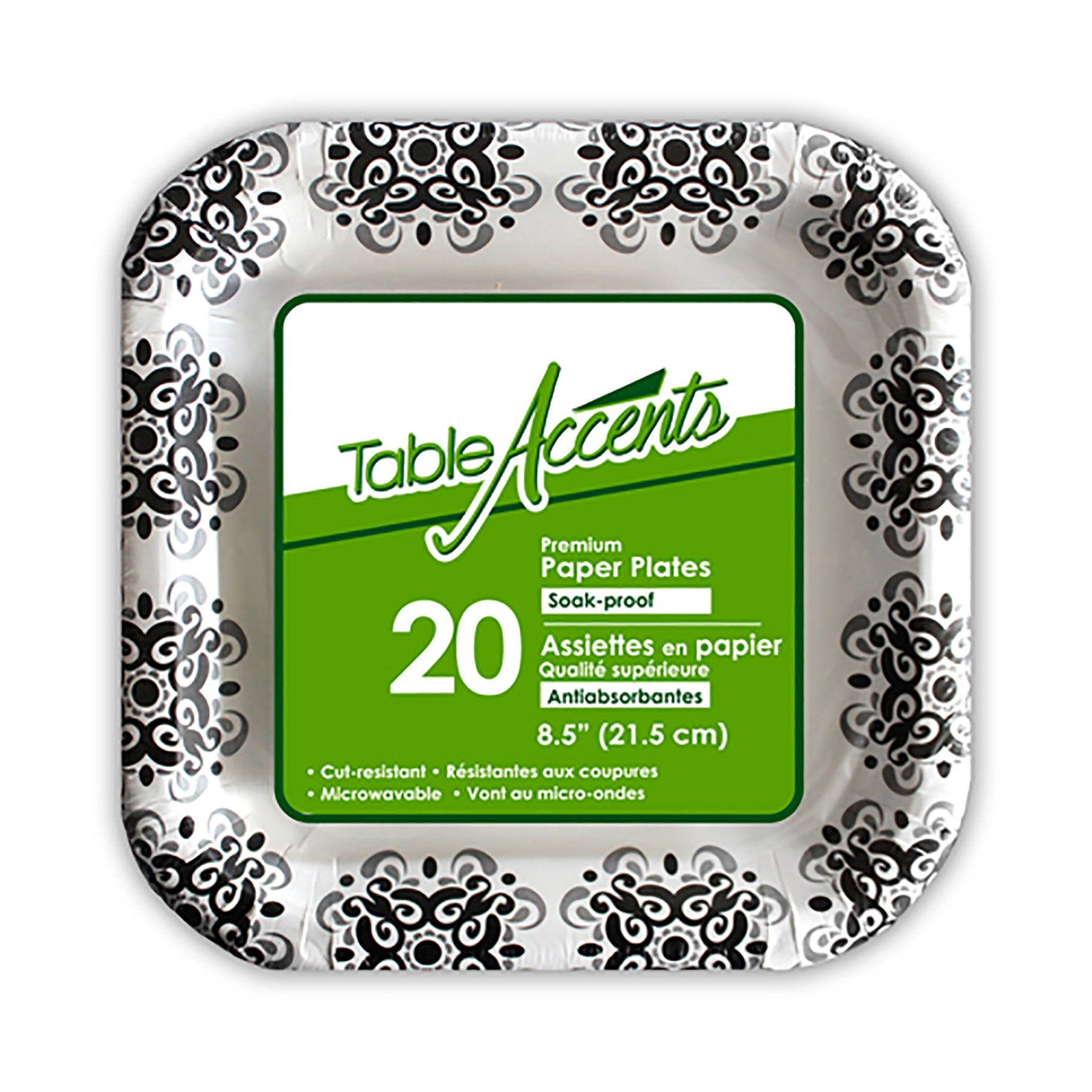 Table Accents 20 Printed Square Paper Plates 8.5in