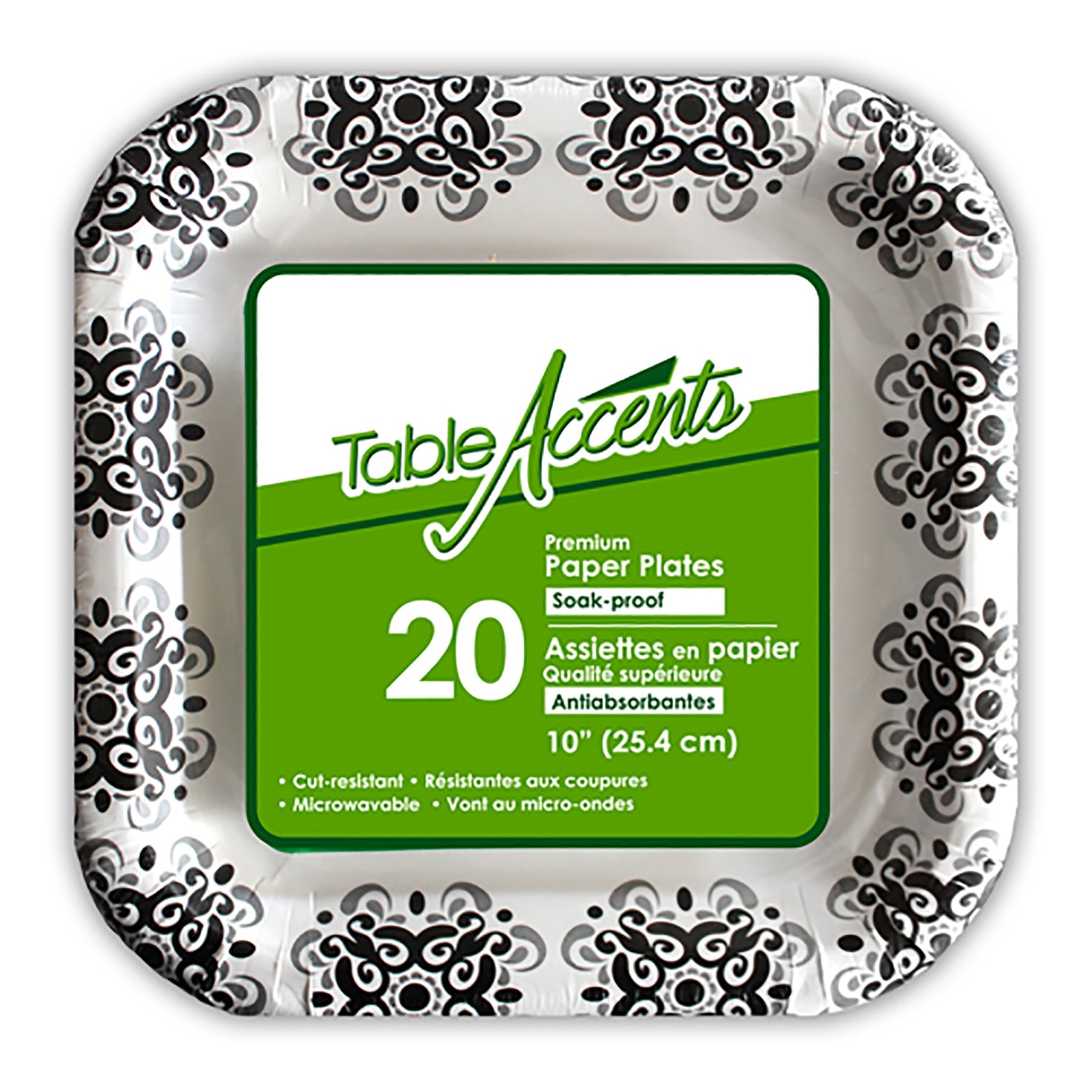 Table Accents 20 Printed Square Paper Plates 10in