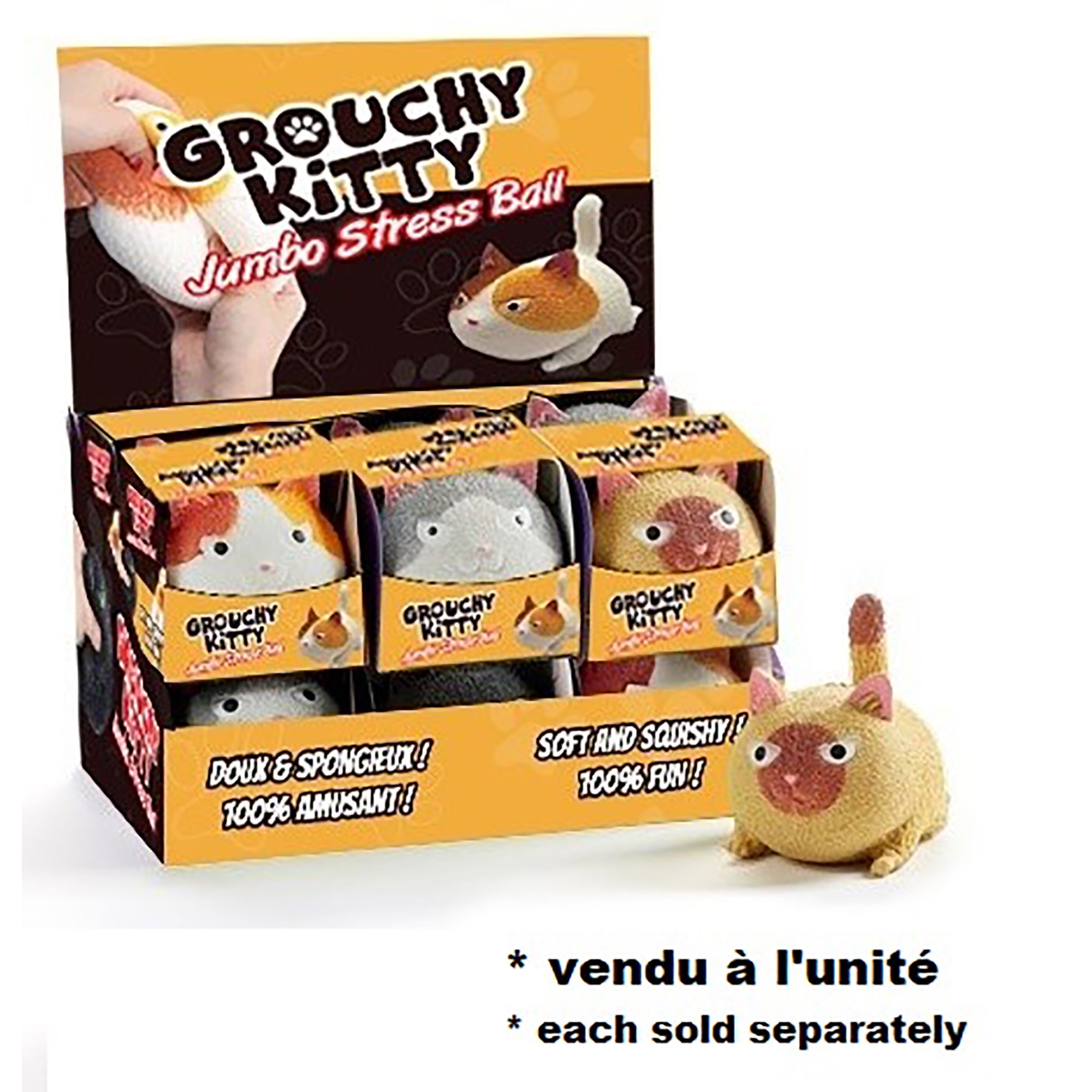 Grouchy Kitty Stress Ball 4.5x3.5in 3+