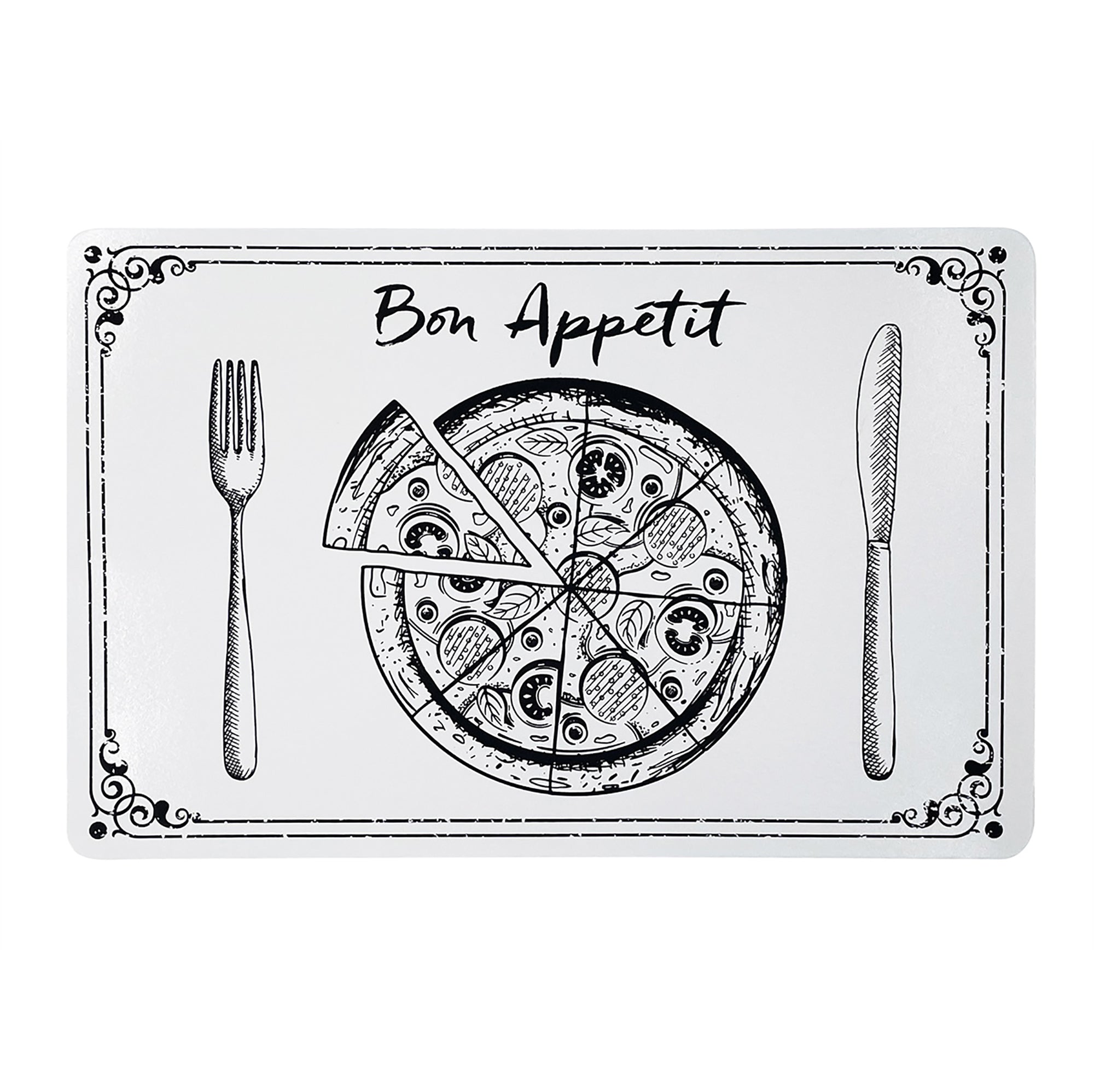 Bon Appétit PVC Printed White Placemat 17x11.2in