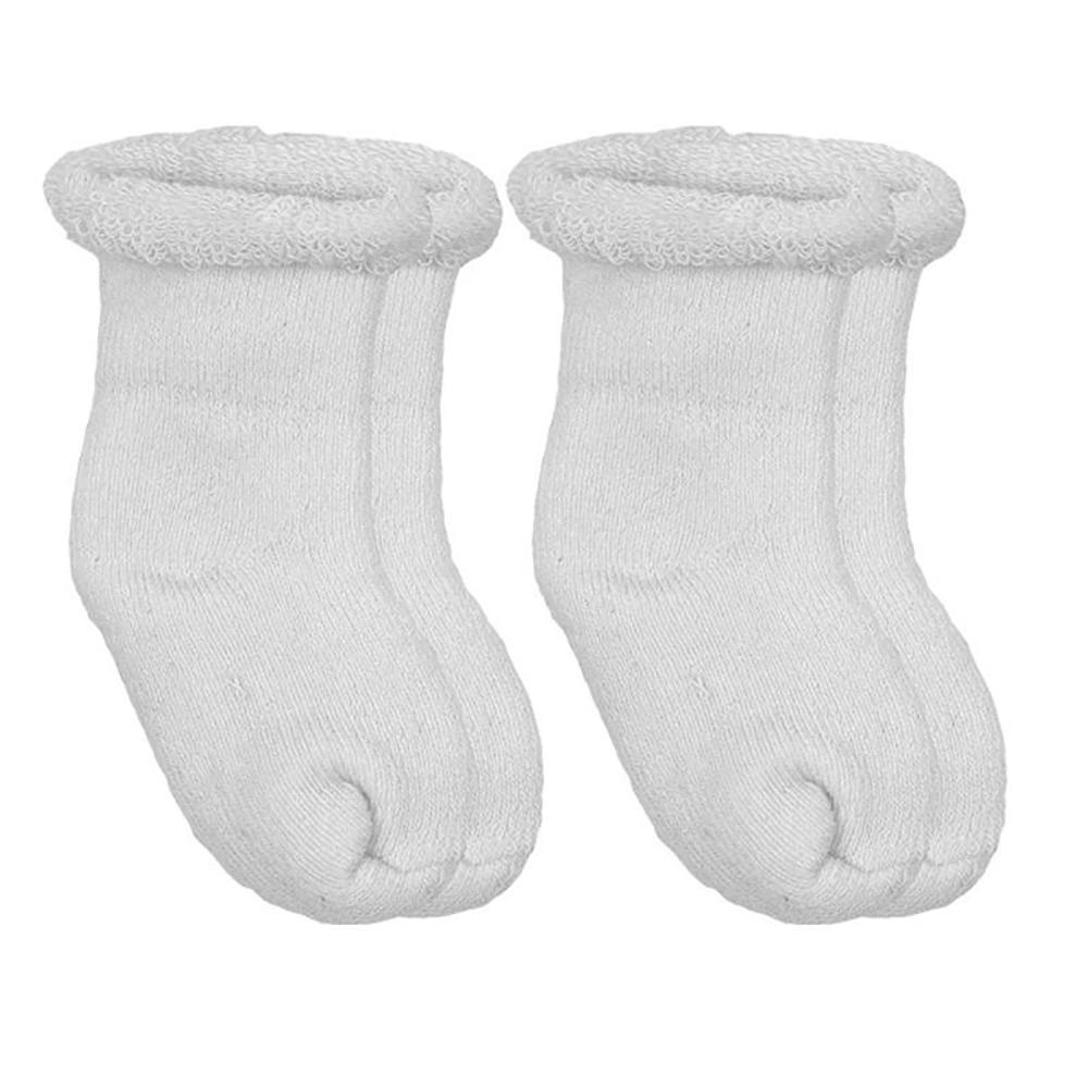 Socks Terry 0-3M 2-Pack  - White Solid