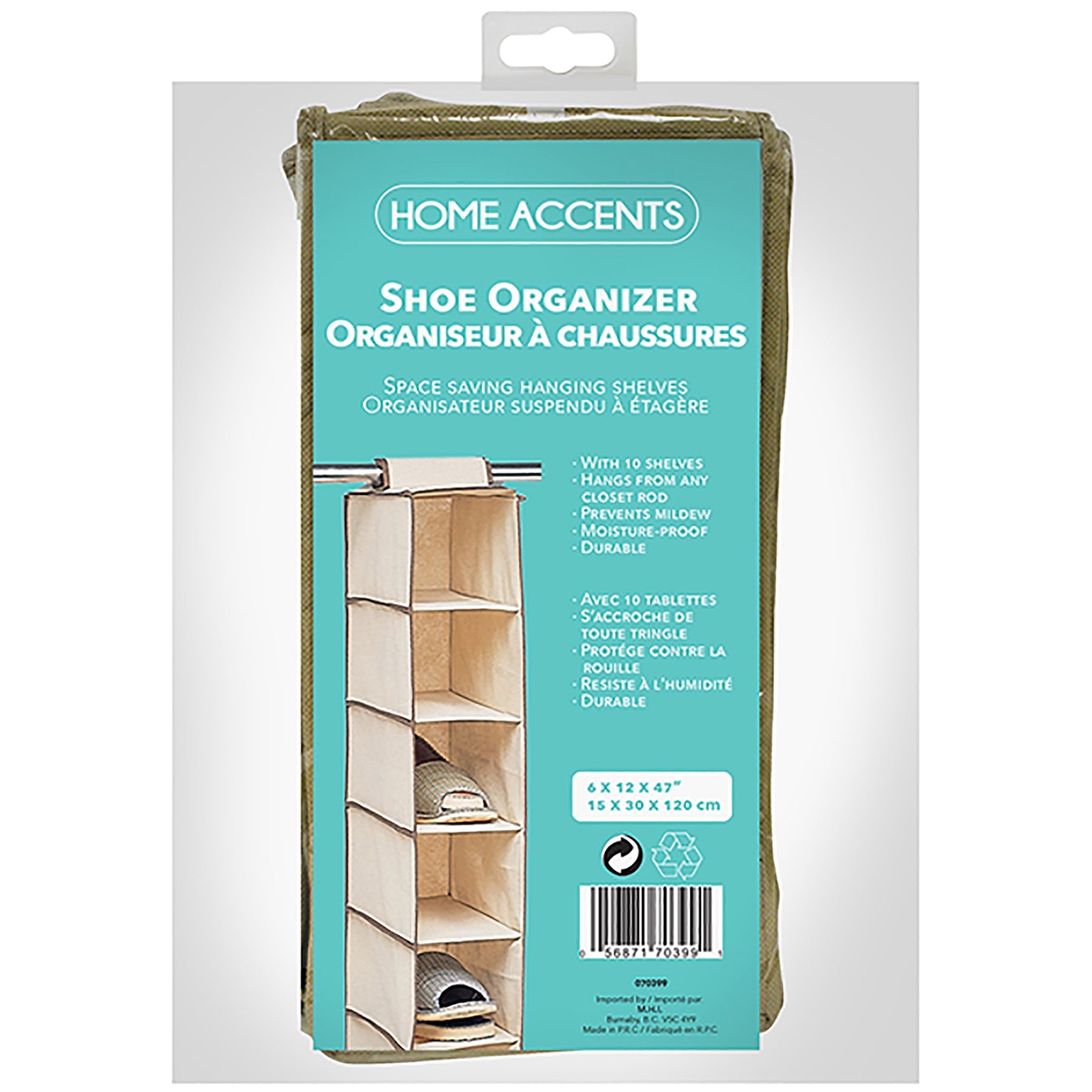 Home Accents Shoe Shelves Hangable 6x12x47in