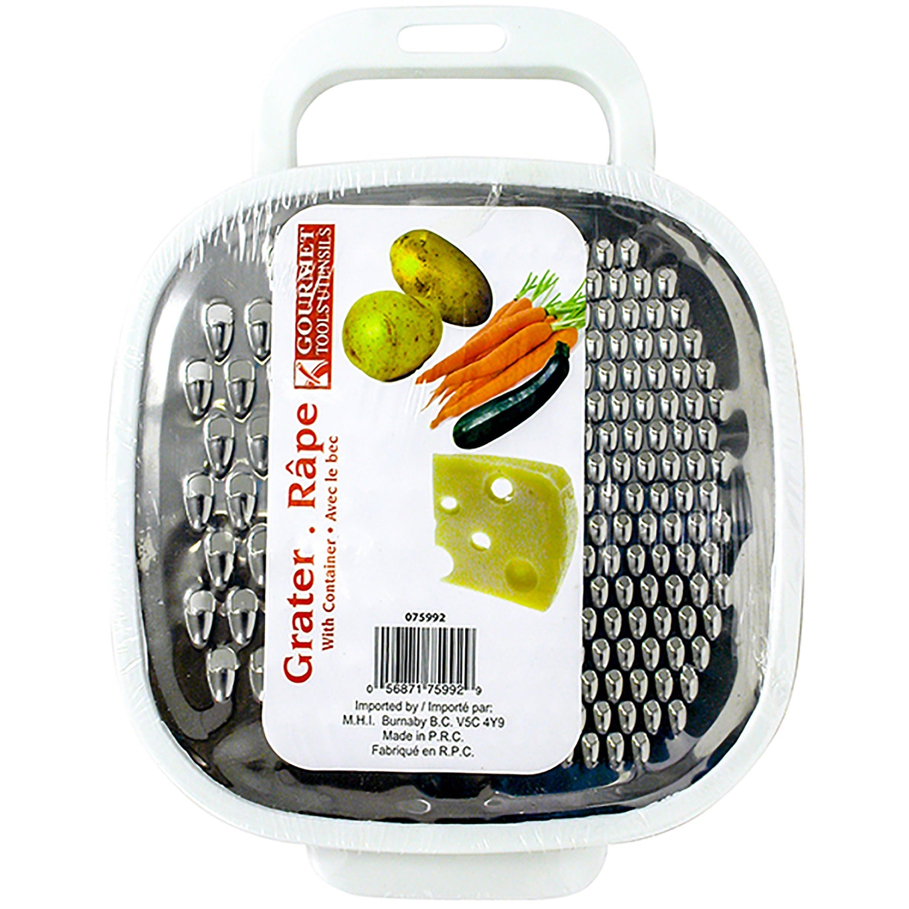 Gourmet Grater with Plastic Container 7x7x2in