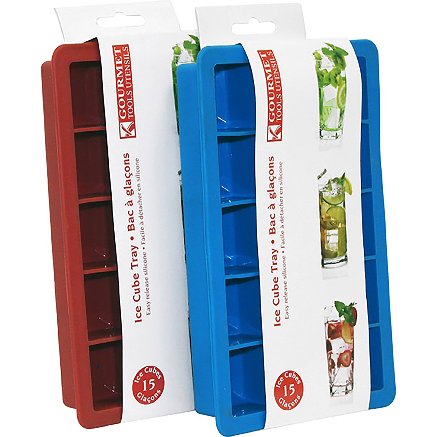 Gourmet Ice Cube Tray Silicone Makes 15 Ice Cubes 7.5x4.4in