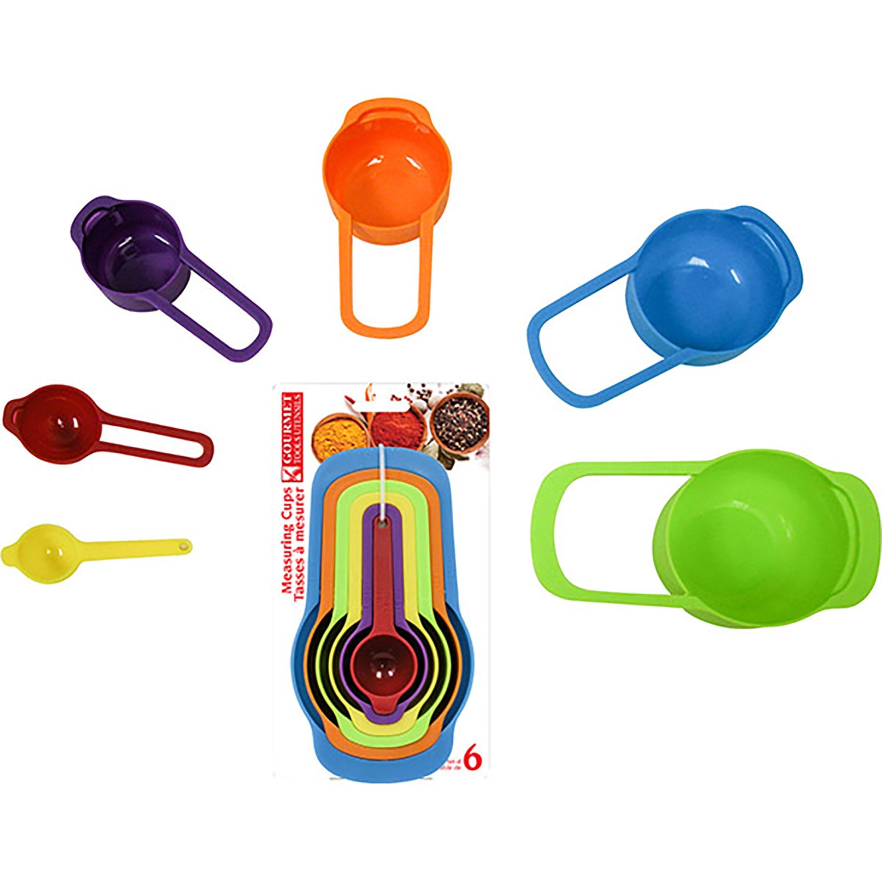 Gourmet 6 Measuring Cups Nested Plastic 1/2tbsp to 1 Cup