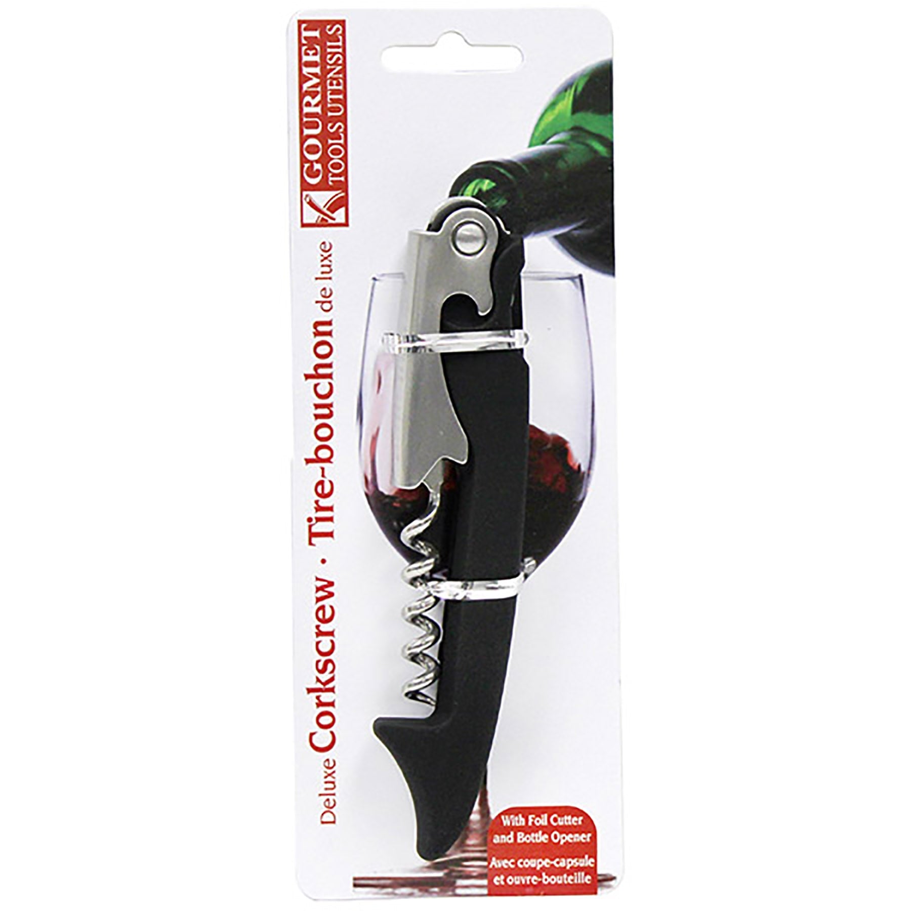 Gourmet Corkscrew with Foil Cutter and Bottle Opener 5.5in