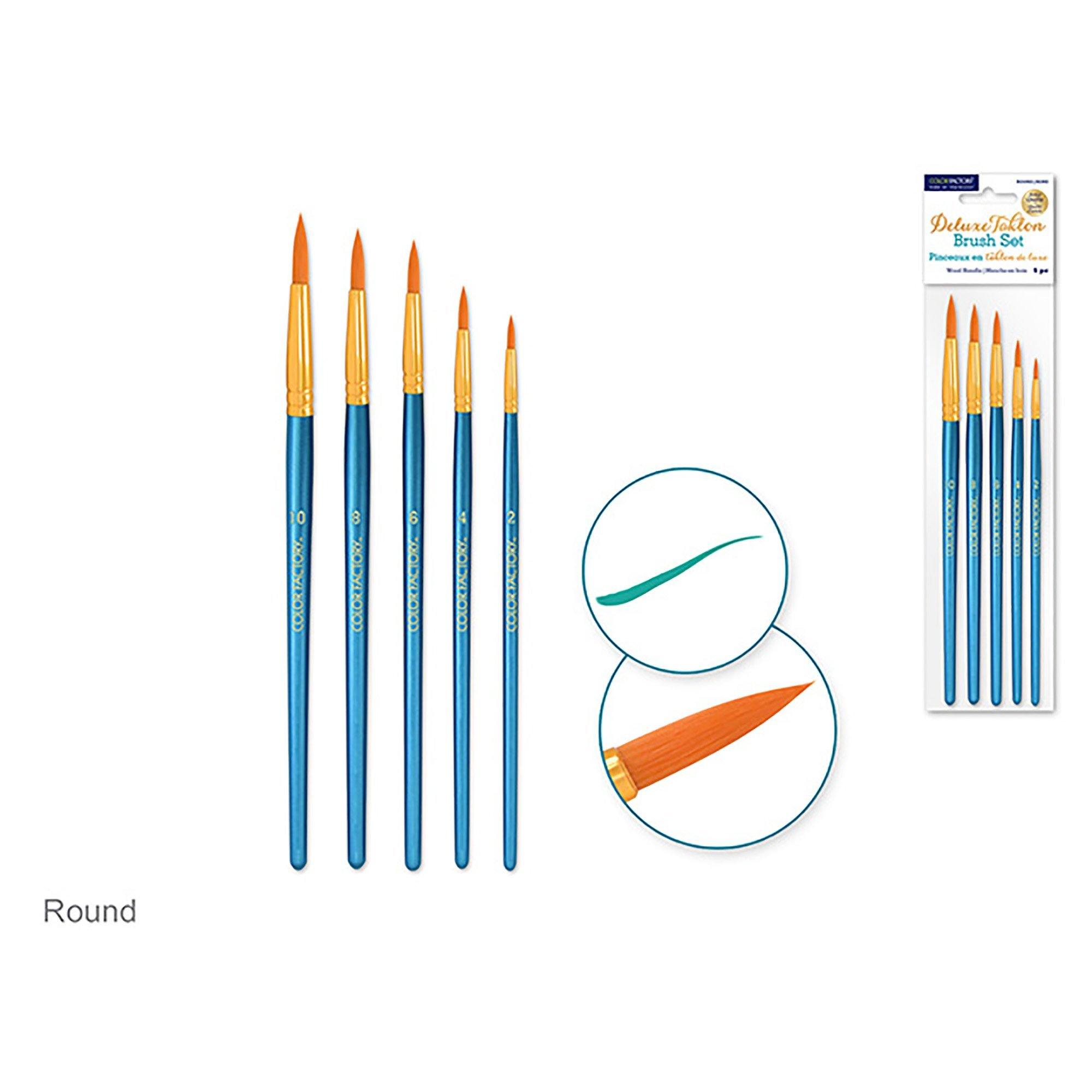 Round Artist Brush Set: Canva Deluxe Taklon Brush Sets X5 Wood Handle - Dollar Max Dépôt