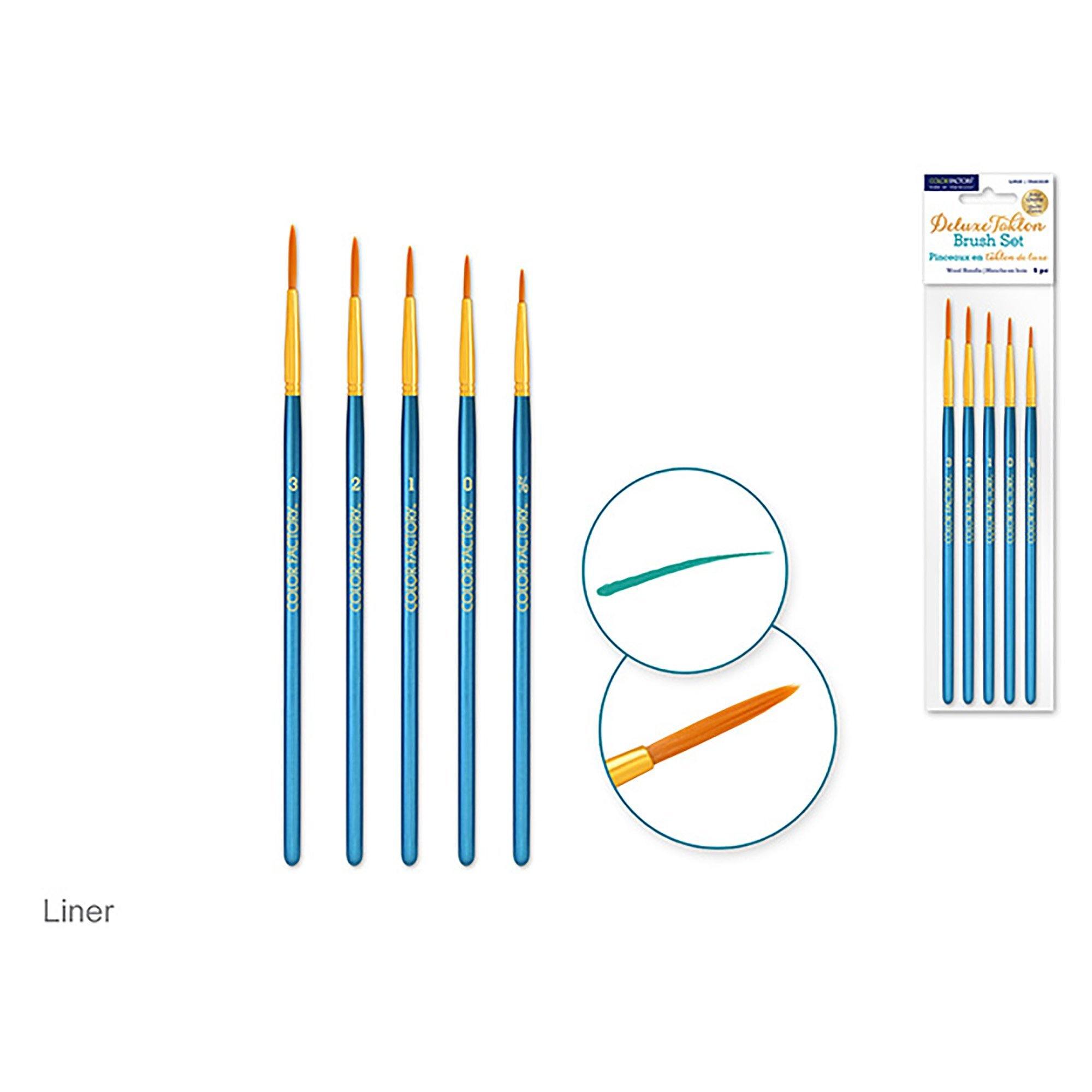 Liner Artist Brush Set: Canva Deluxe Taklon Brush Sets X5 Wood Handle - Dollar Max Dépôt