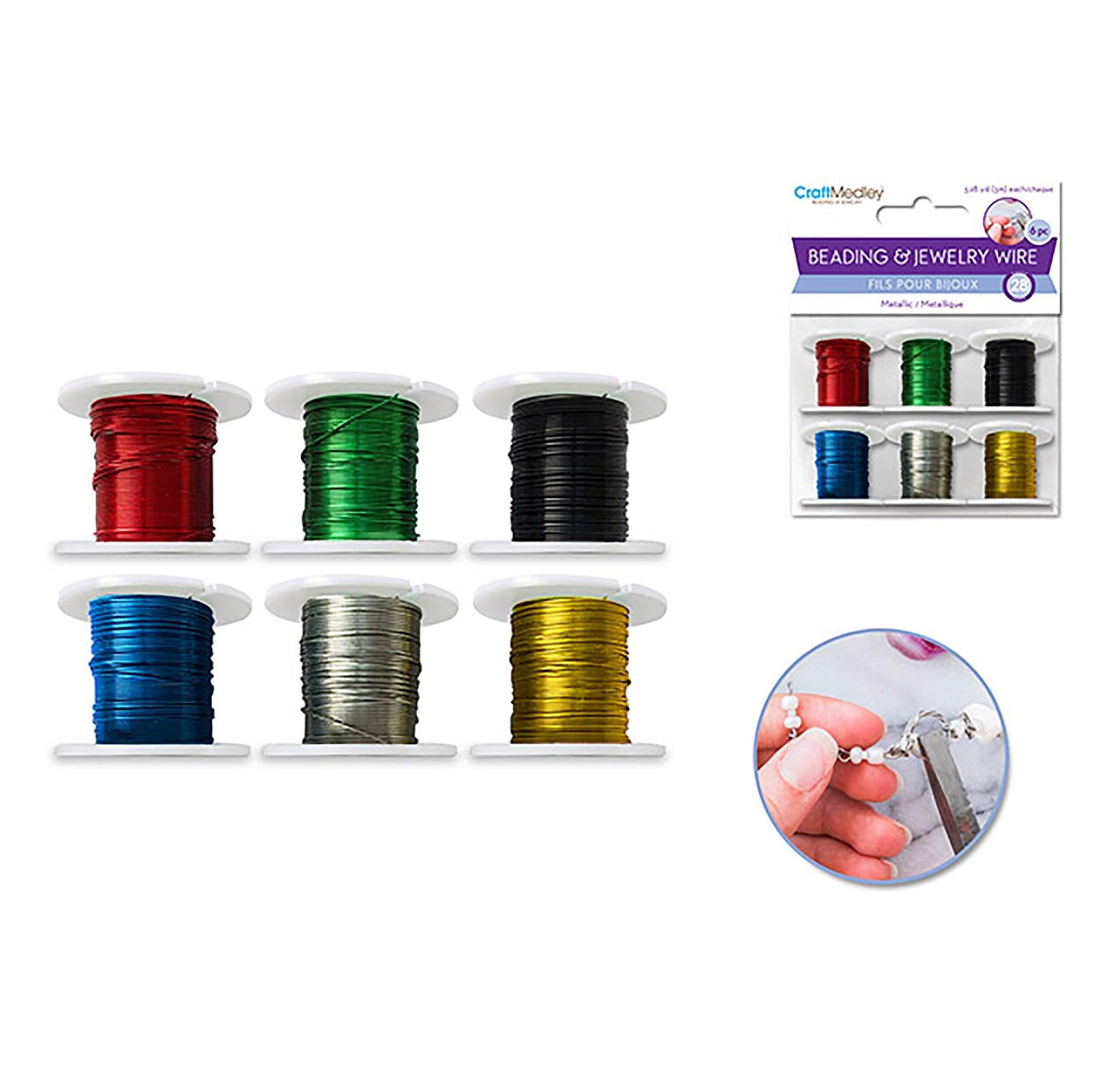Beading/Jewelry Wire: 28g Metallic 6 Spools Asst 3m/Spool A) Basic - Dollar Max Depot