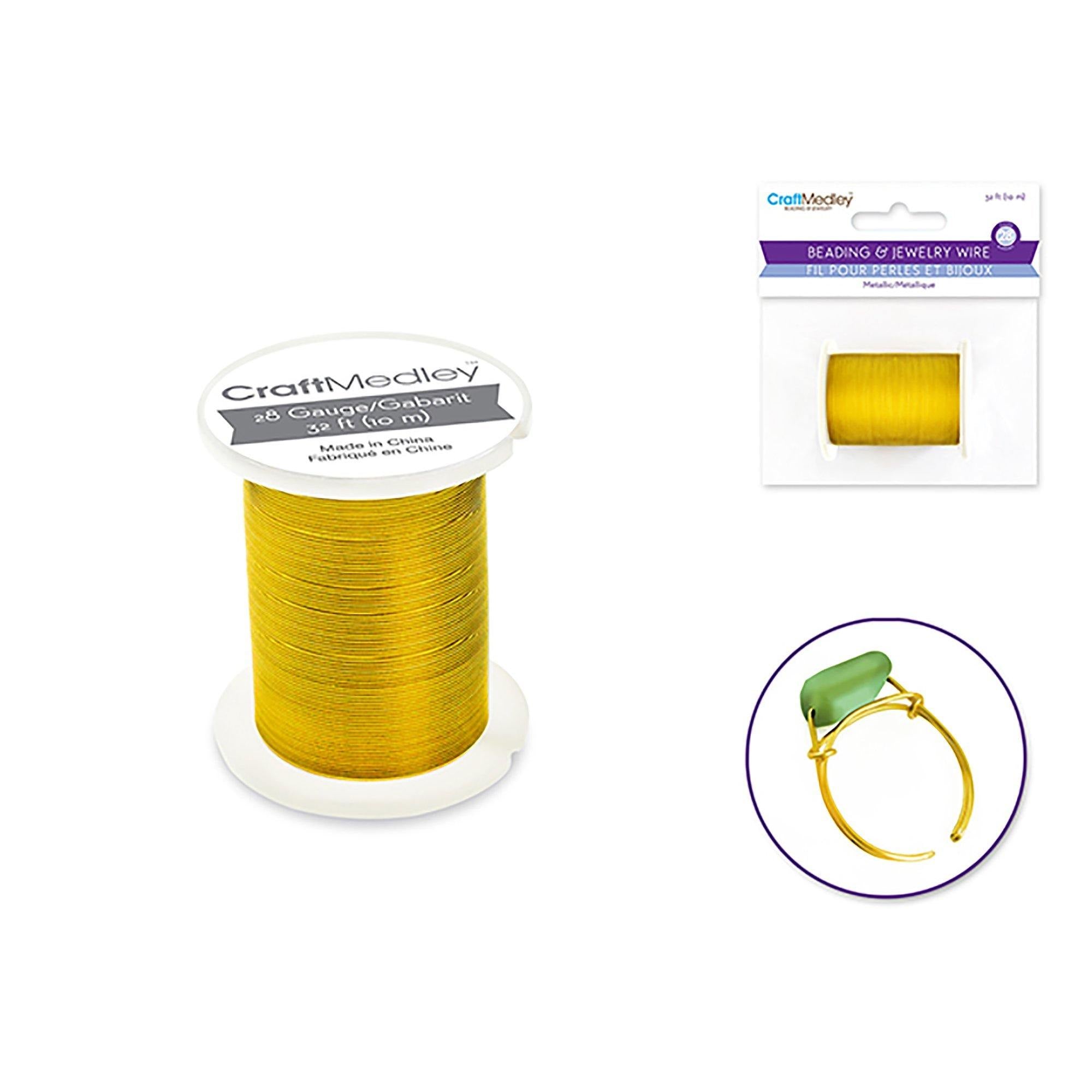 Gold Beading / Jewelry Wire : 28G Metallic Colors 10M Spool - Dollar Max Dépôt