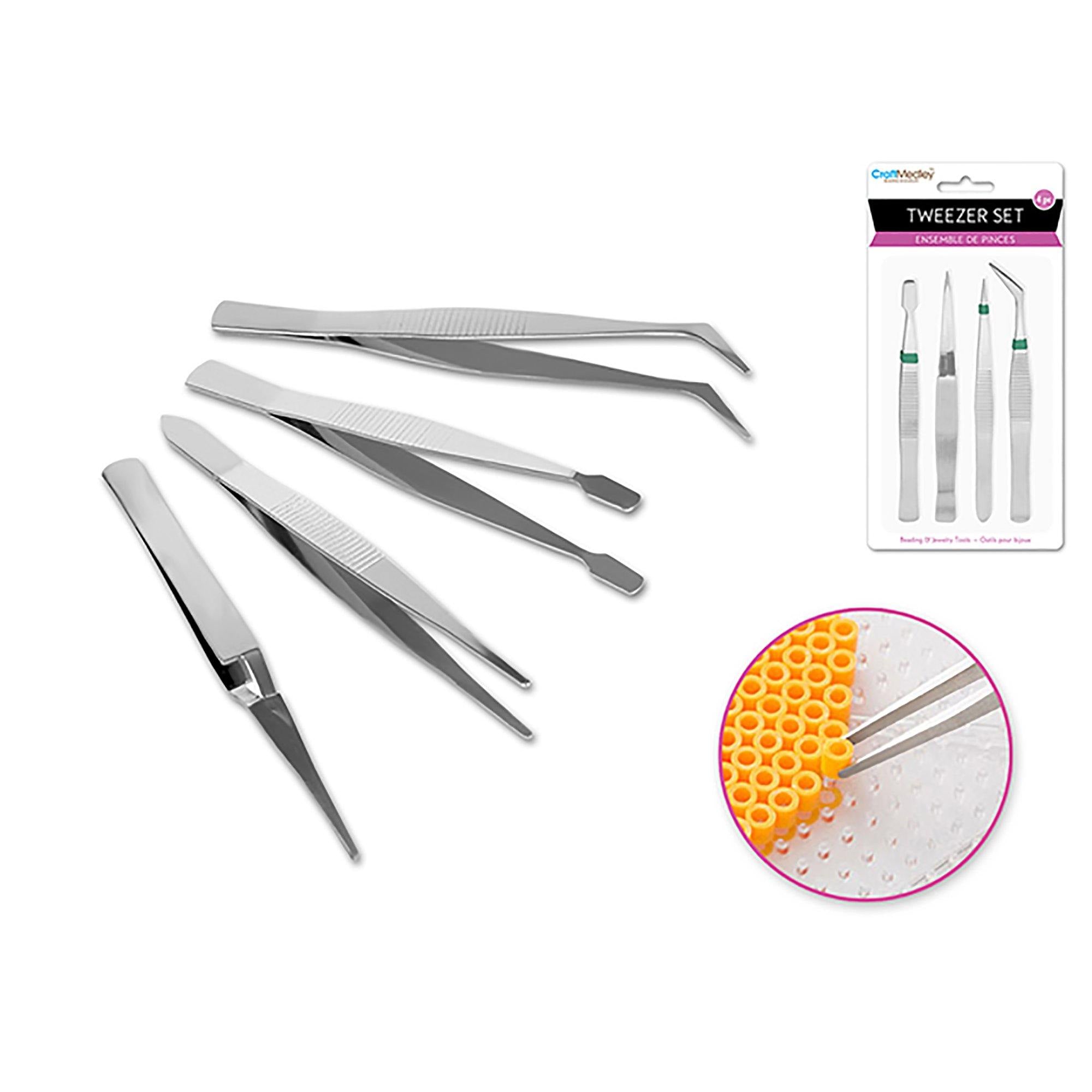 Beading / Jewelry Tool : 4Pc Tweezer Set Asst - Dollar Max Dépôt