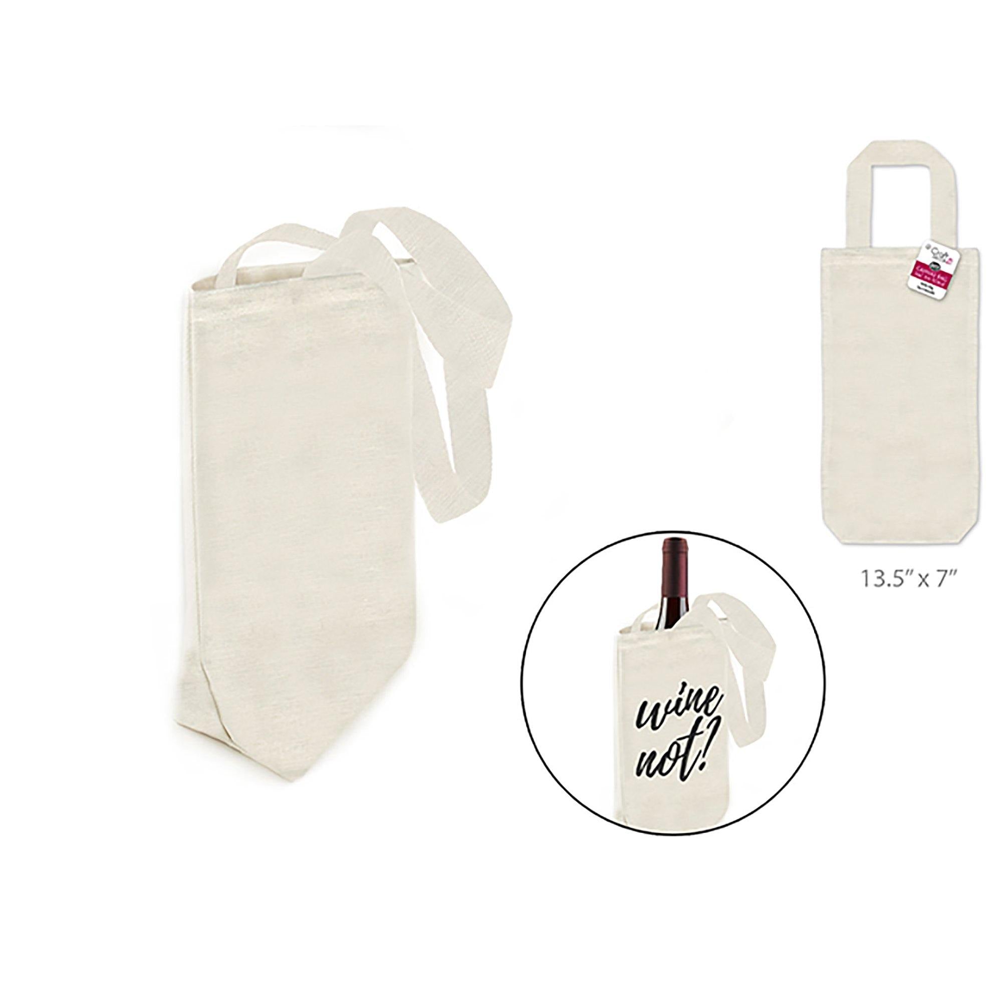 Canvas Bag: 7"X13.5"X1.75" Diy Bottle Bag W/Canvas Handle - Dollar Max Dépôt