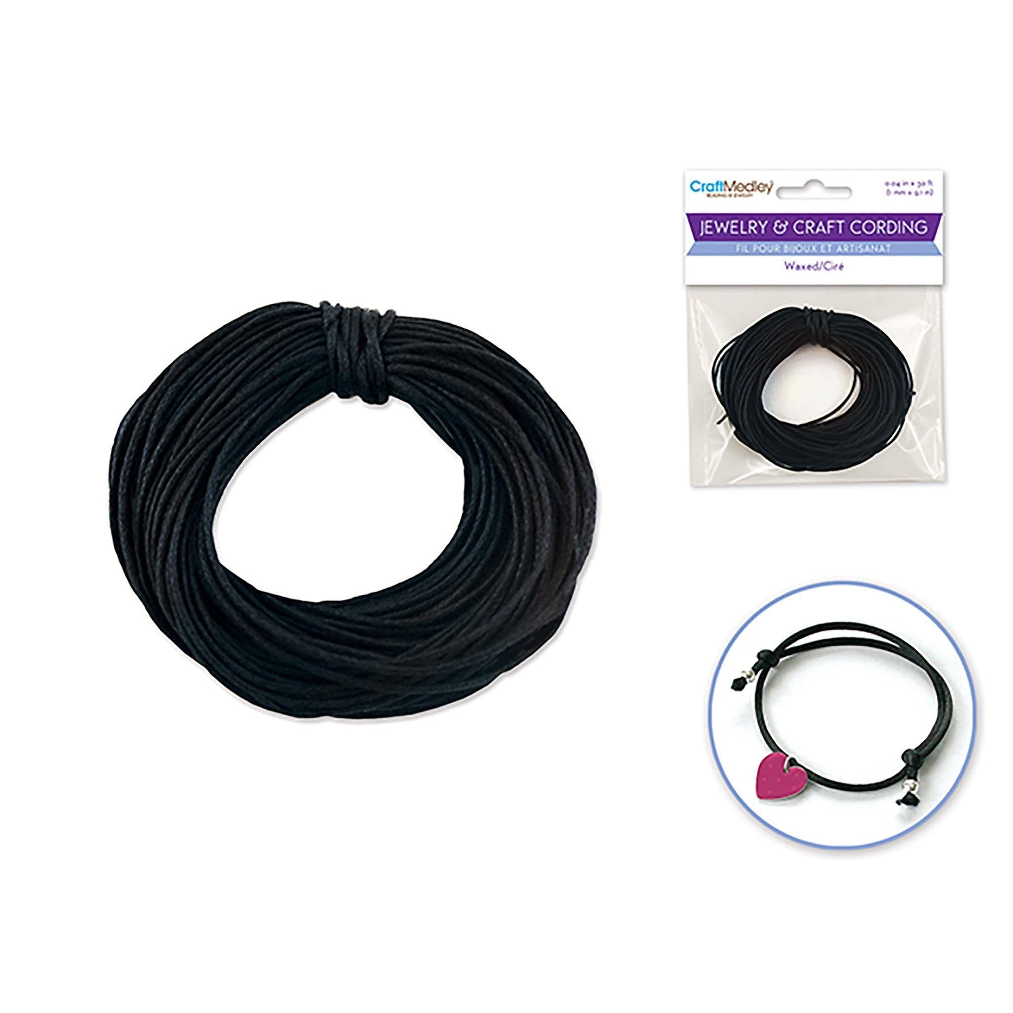 Black Jewelry/Craft Cord: 1Mmx10Yds Waxed Cord Round - Dollar Max Dépôt