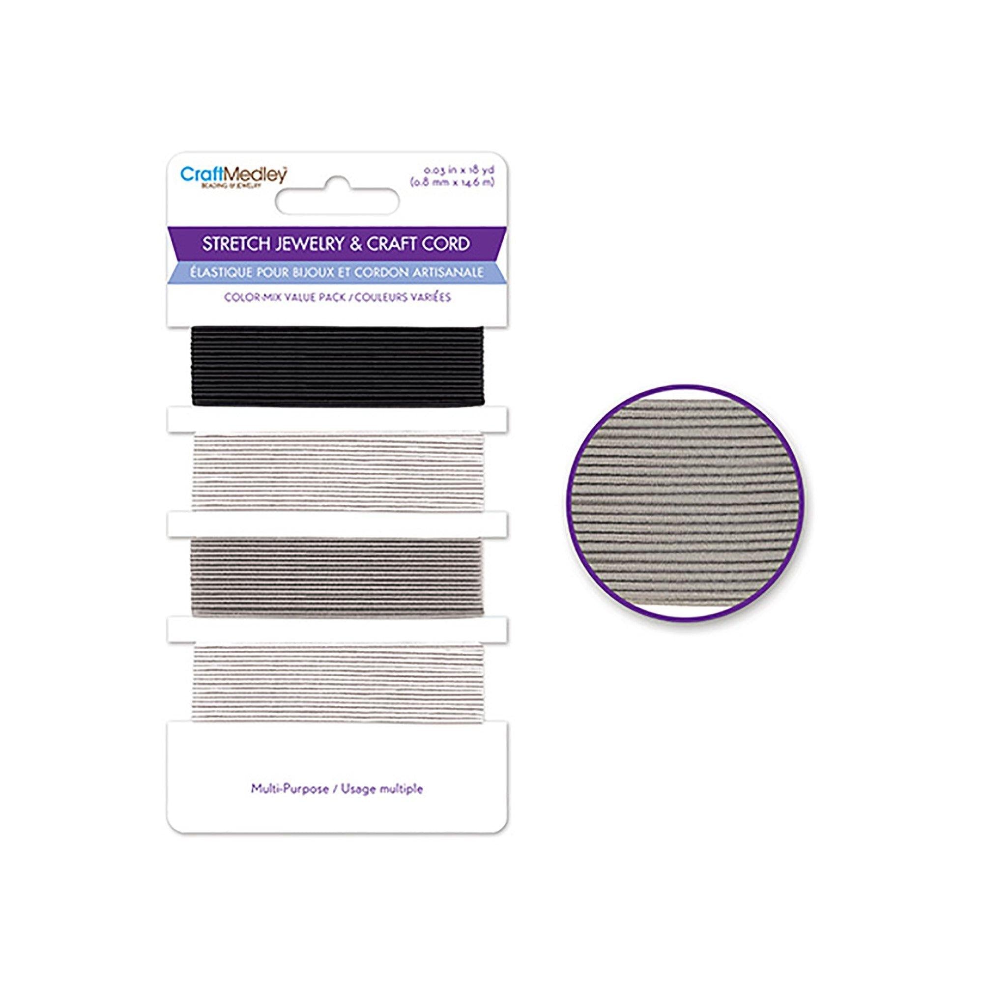 Classic Jewelry/Craft Cord: 16Yds Stretch Cord 0.8Mm 4Col/Card - Dollar Max Dépôt