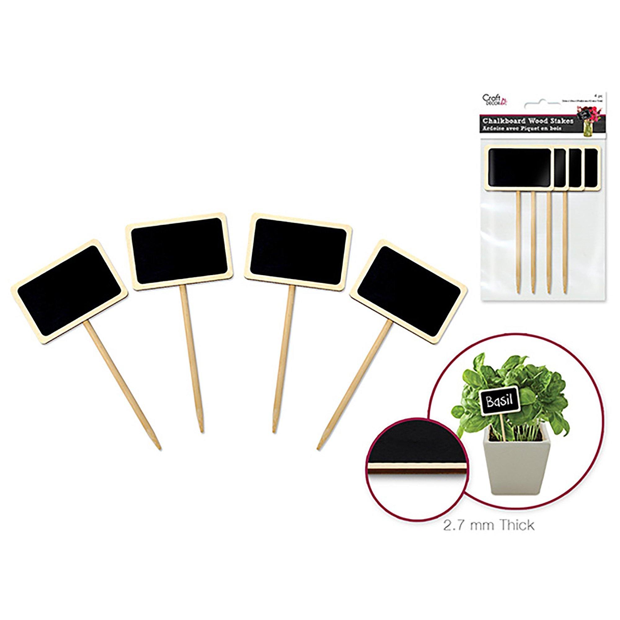 Natural Rectangle Border Craft Decor: Chalk-It-Up Wood Stakes 6.6Cmx4.5Cmx15Cm 4Pc - Dollar Max Dépôt